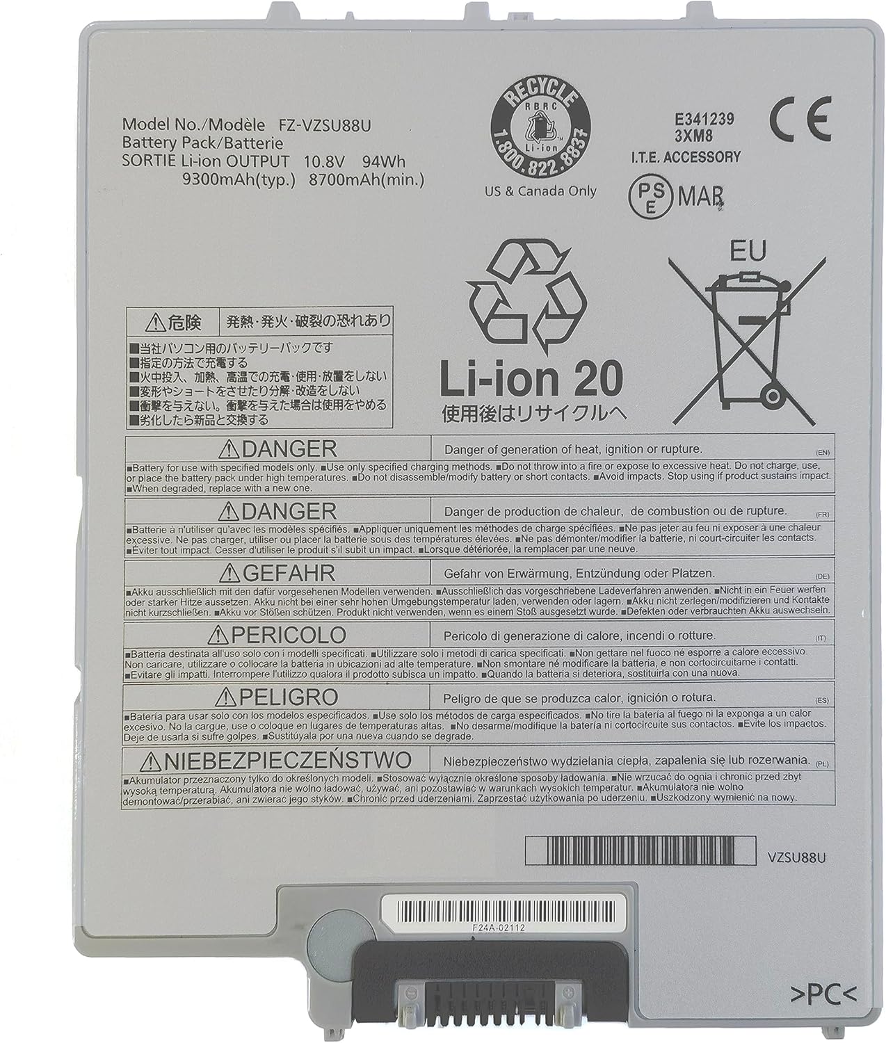 7XINbox CF-VZSU83U 10.8V 94Wh 9300mAh Replacement Laptop Battery for Panasonic CF-C2 CF-VZSU80U CF-VZSU82U CF-VZSU83U