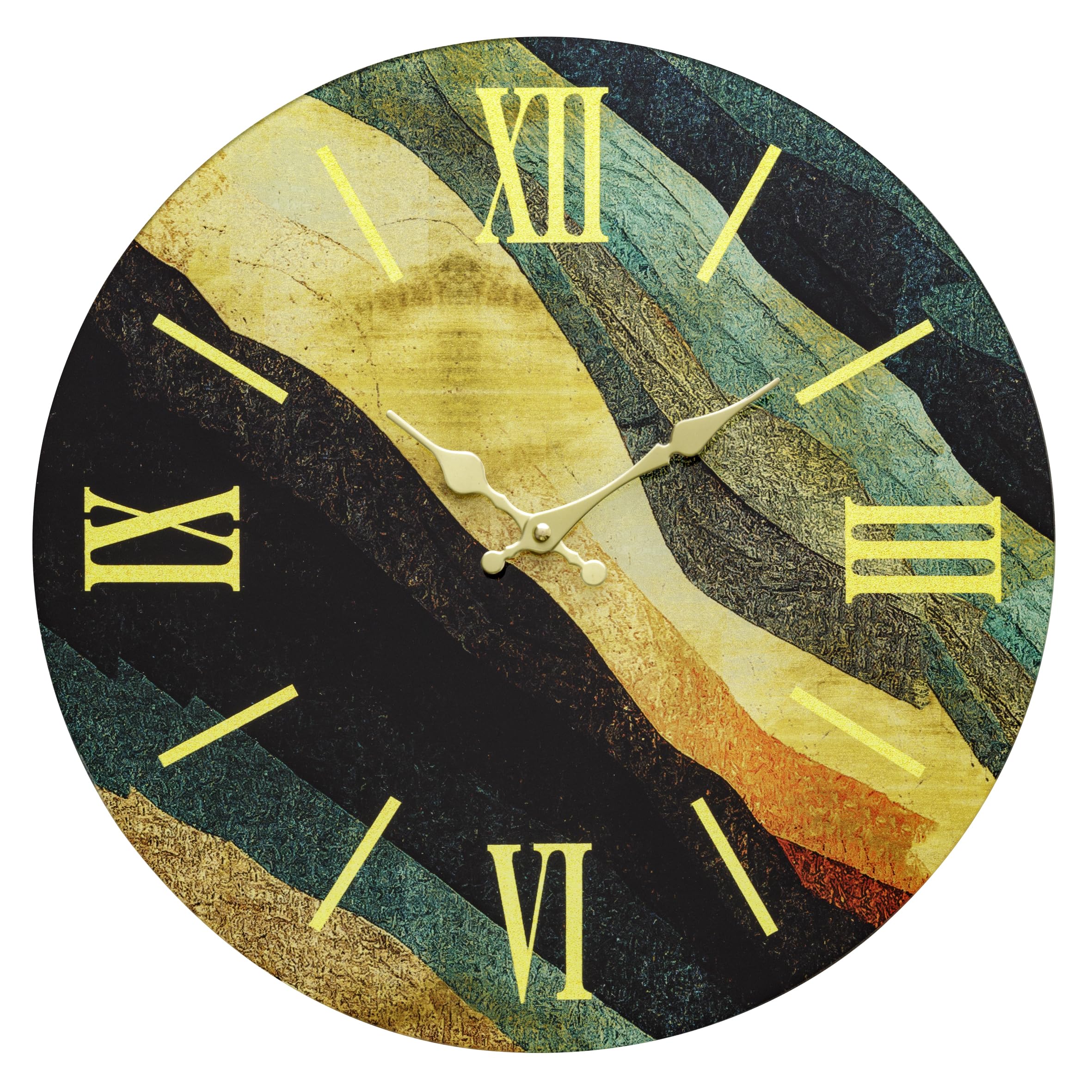 Horloge murale pour salon en verre à grands chiffres romains