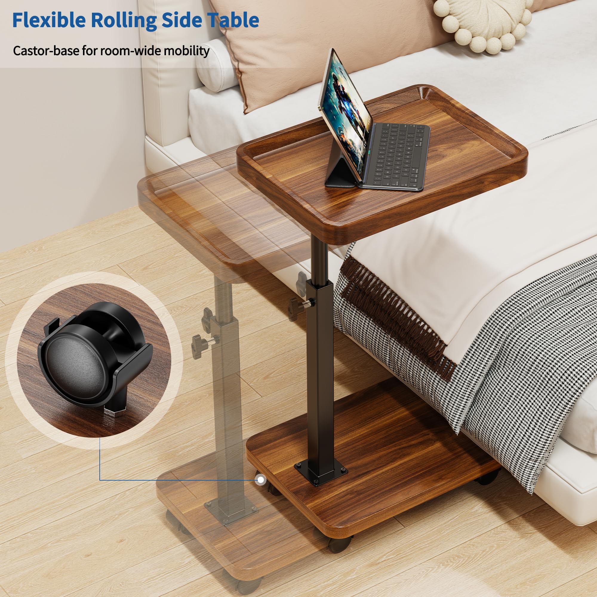 Amazon.com: SJIE C Table End Table Adjustable Height, 360°Swivel