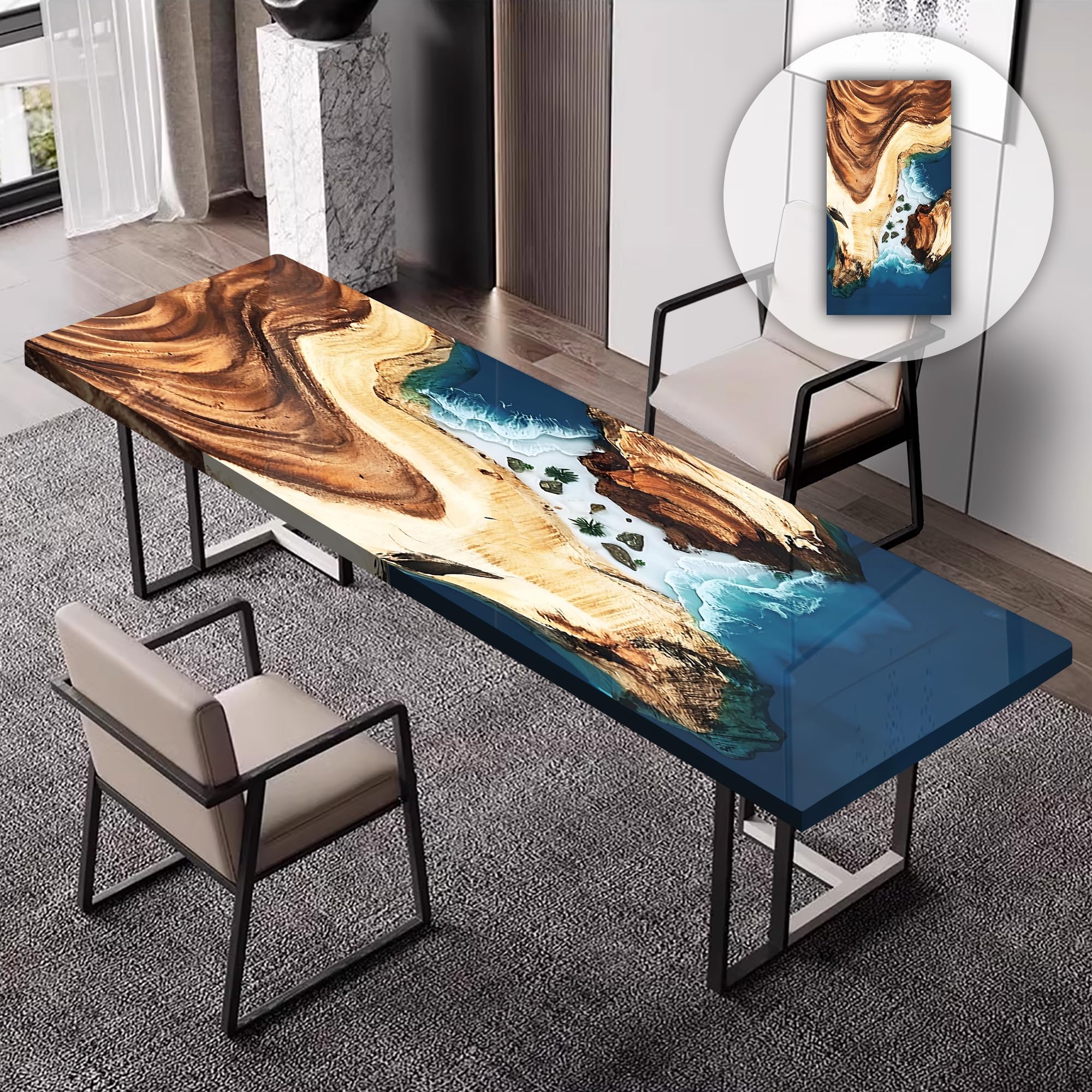 FOEVAFLO Walnut Wood Table 114 L x 42 W Executive Desk Custom Large Epoxy River Table Solid Wood