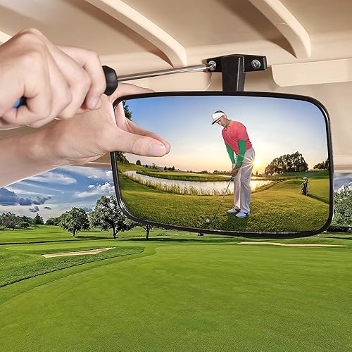 Miniatura 9 de 10L0L Juego de espejos para carrito de golf, espejos laterales y espejo retrovisor panorámico grande Radian extra ancho para EZGO Yamaha Club Car