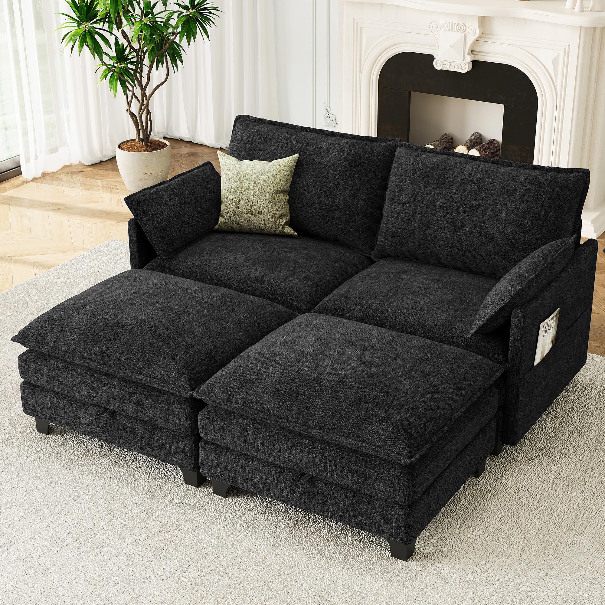 HOMYKA 72 Inch Modular Sectional Sleeper Sofa