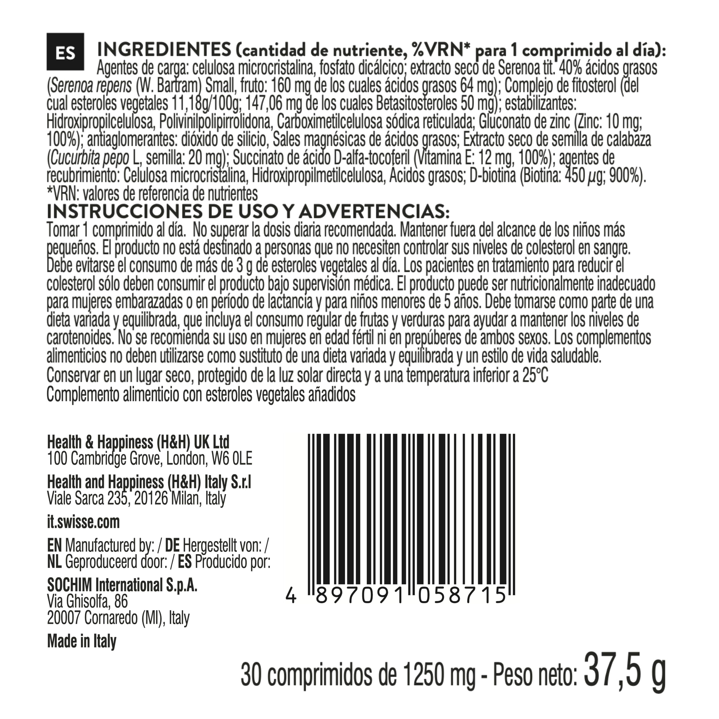 SWISSE Fuerza del Cabello Hombres - Suplemento con Biotina para el Cabello Hombre con Zinc y Vitamina E 30 Comprimidos, Complemento con Vitaminas para el Cabello Fuerte Acción Nutritiva