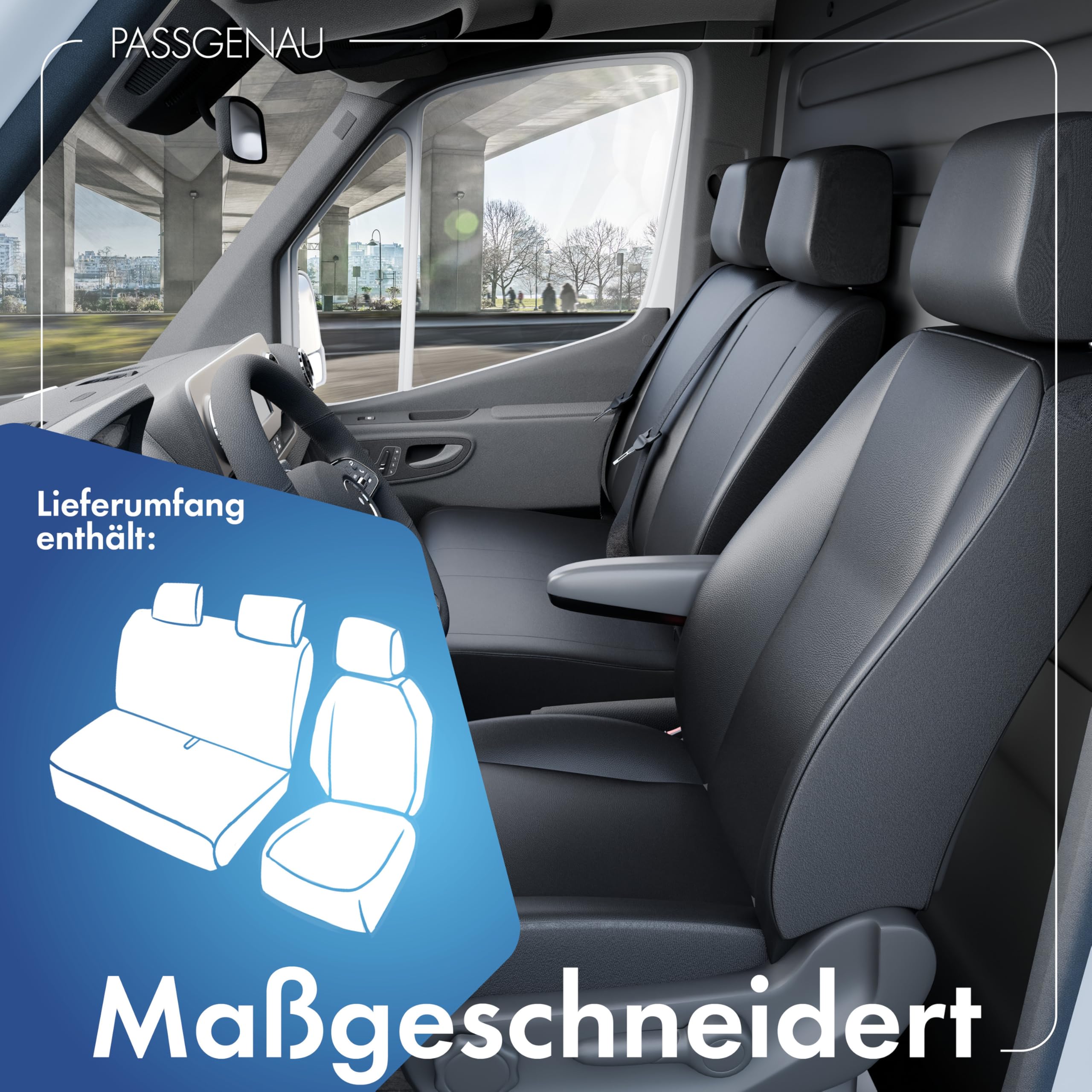 Walser Transporter pokrowce na siedzenia samochodowe do Mercedes-Benz Viano/Vito, pojedyncze/podwójne, pokrowce na siedzenia ze sztucznej skóry, ochraniacze na siedzenia, zestaw do vanów
