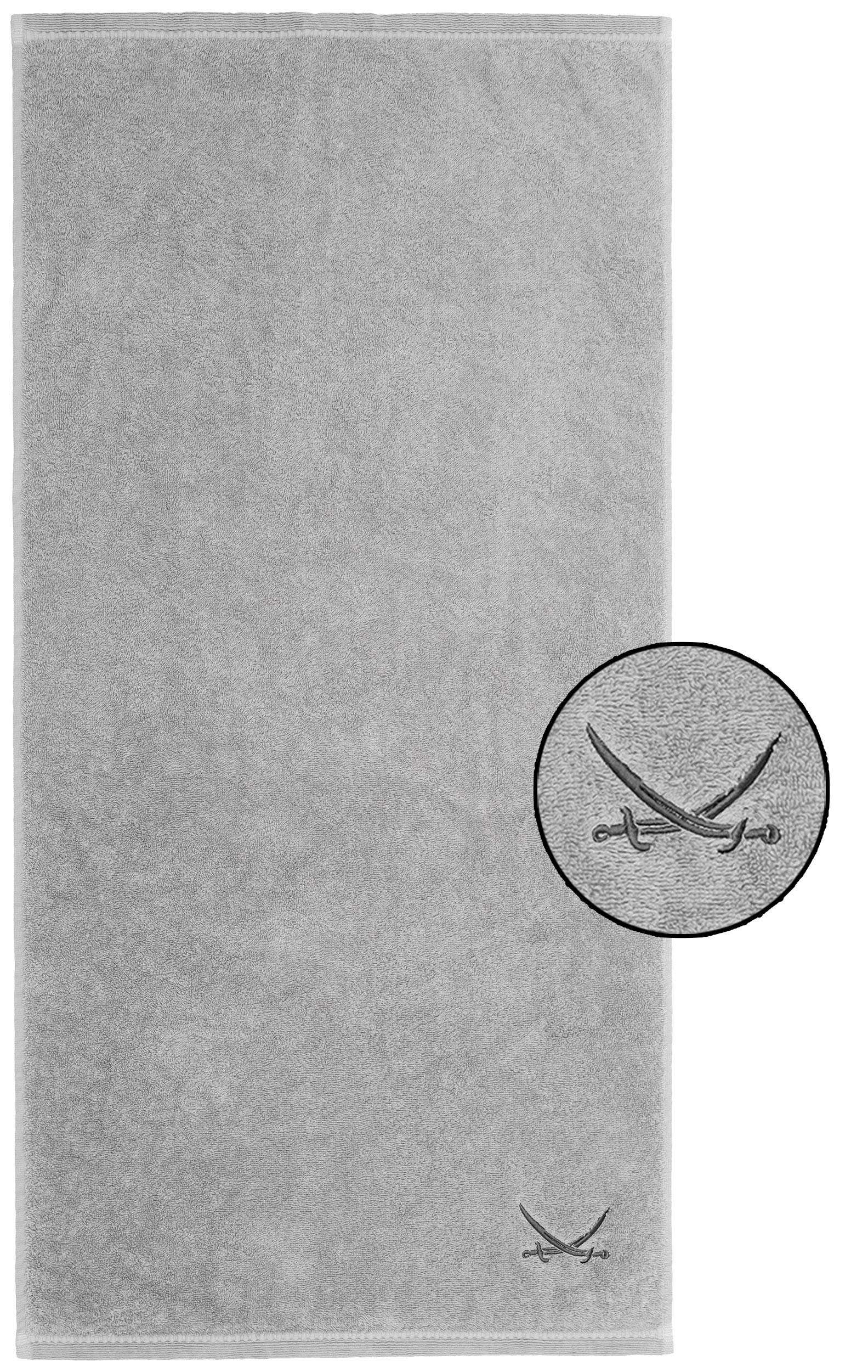 Sansibar Set di 4 Asciugamani 50x100 cm – Spugna super assorbente in 100% cotone – Certificazione OEKO-TEX – Design Sylt con logo a sciabola ricamato – Argento