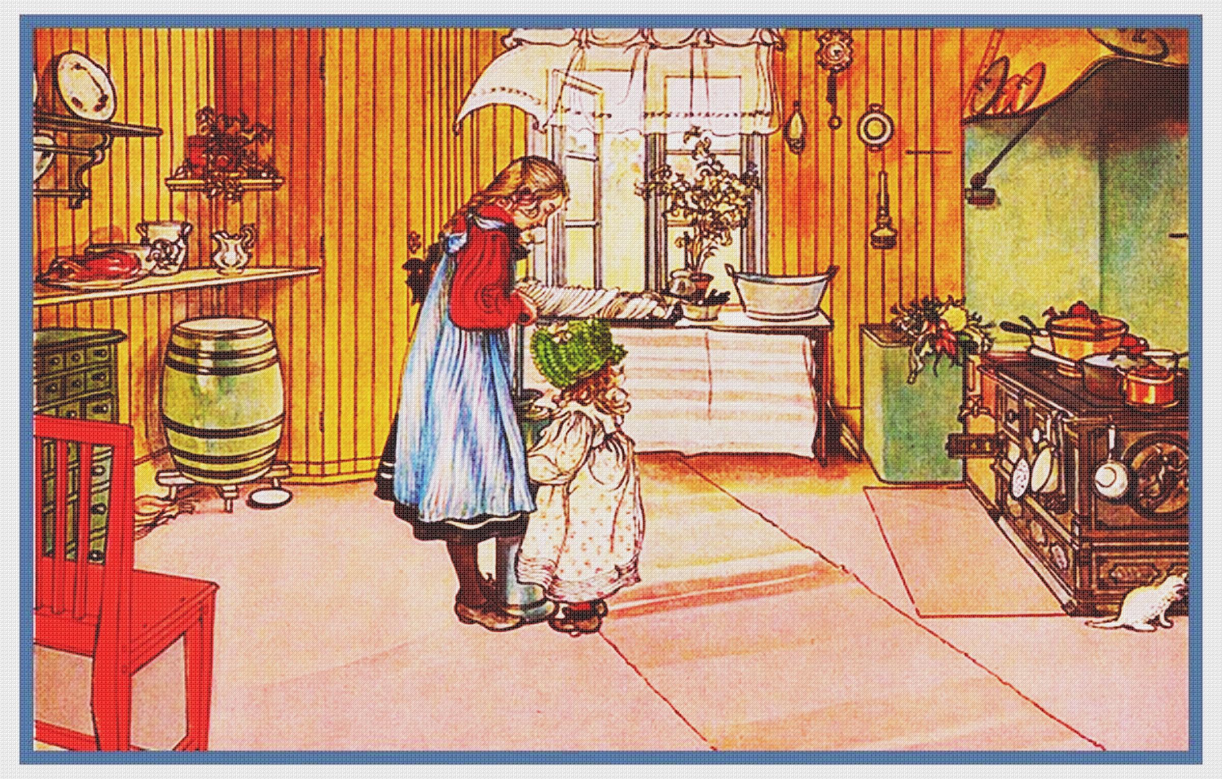 Orenco Originals Swedish Carl Larsson in The Kitchen Counted Cross Stitch Pattern
