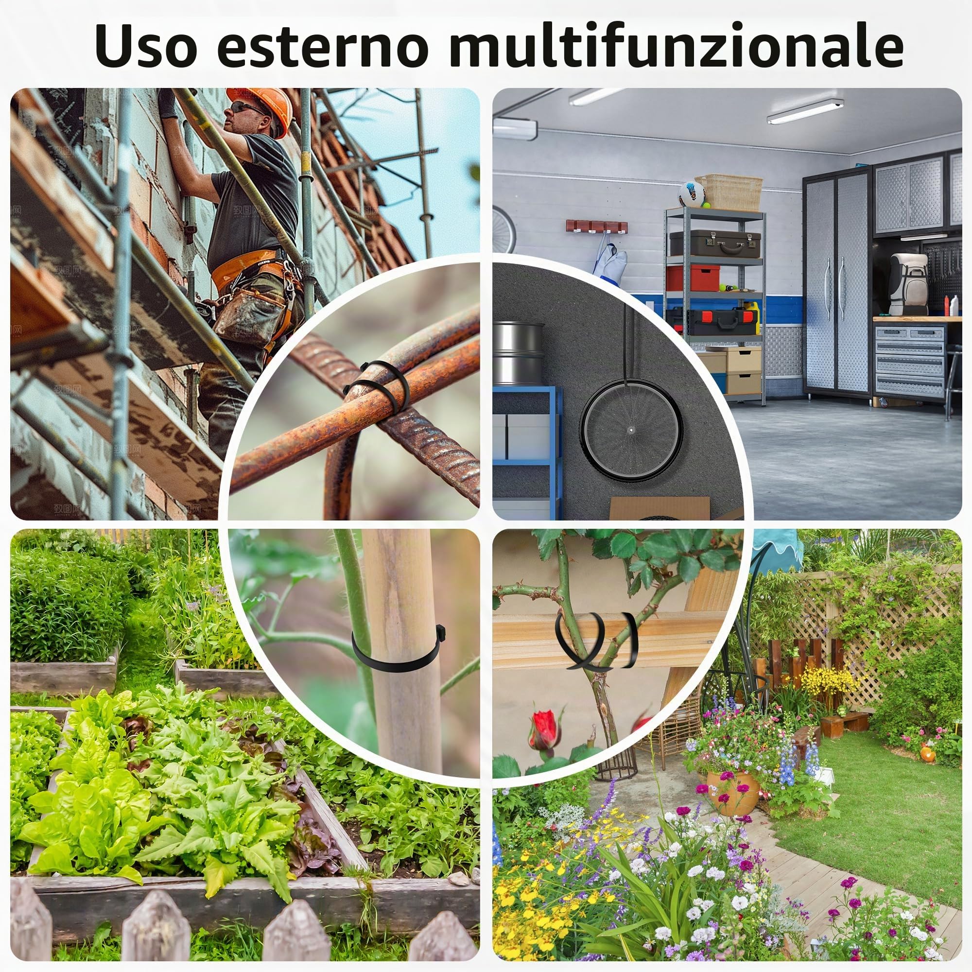 1200 Pezzi Fascette Plastica, 100/150/200/250mm Fascette Elettricista, Fascette Nere Resistente Allatemperature, Resistenza alla rottura 18 kg per Gestione dei Cavi Elettrici, Fili, Giardinaggio