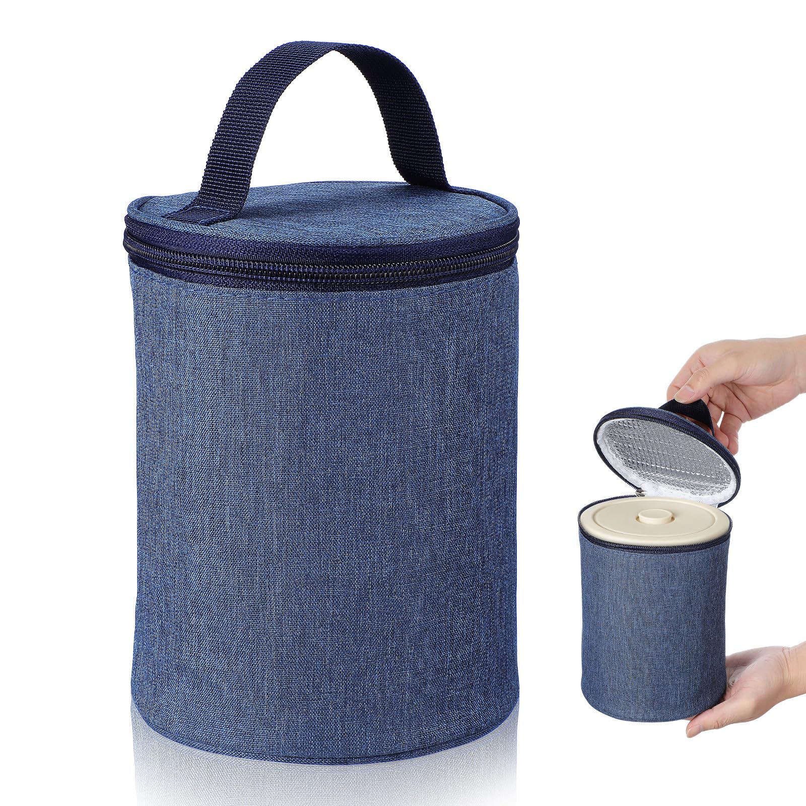Outanaya Bolsa Térmica para Taza de Sopa de Lona Forro de Aluminio | No se Deforma Fácilmente, Conservación del Calor, para Llevar y Uso en Casa, Suministro Práctico
