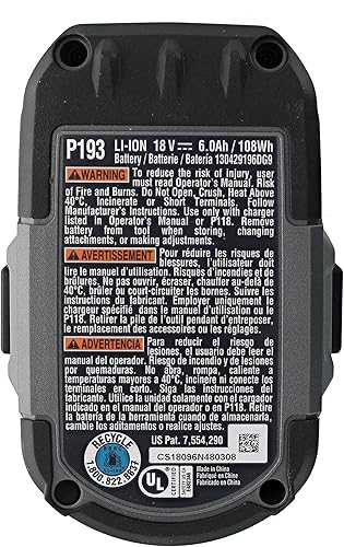 Miniatura 6 de Ryobi P164 Paquete de 2 baterías de iones de litio P193 de 6.0 amperios hora de 18 V con indicador de combustible integrado