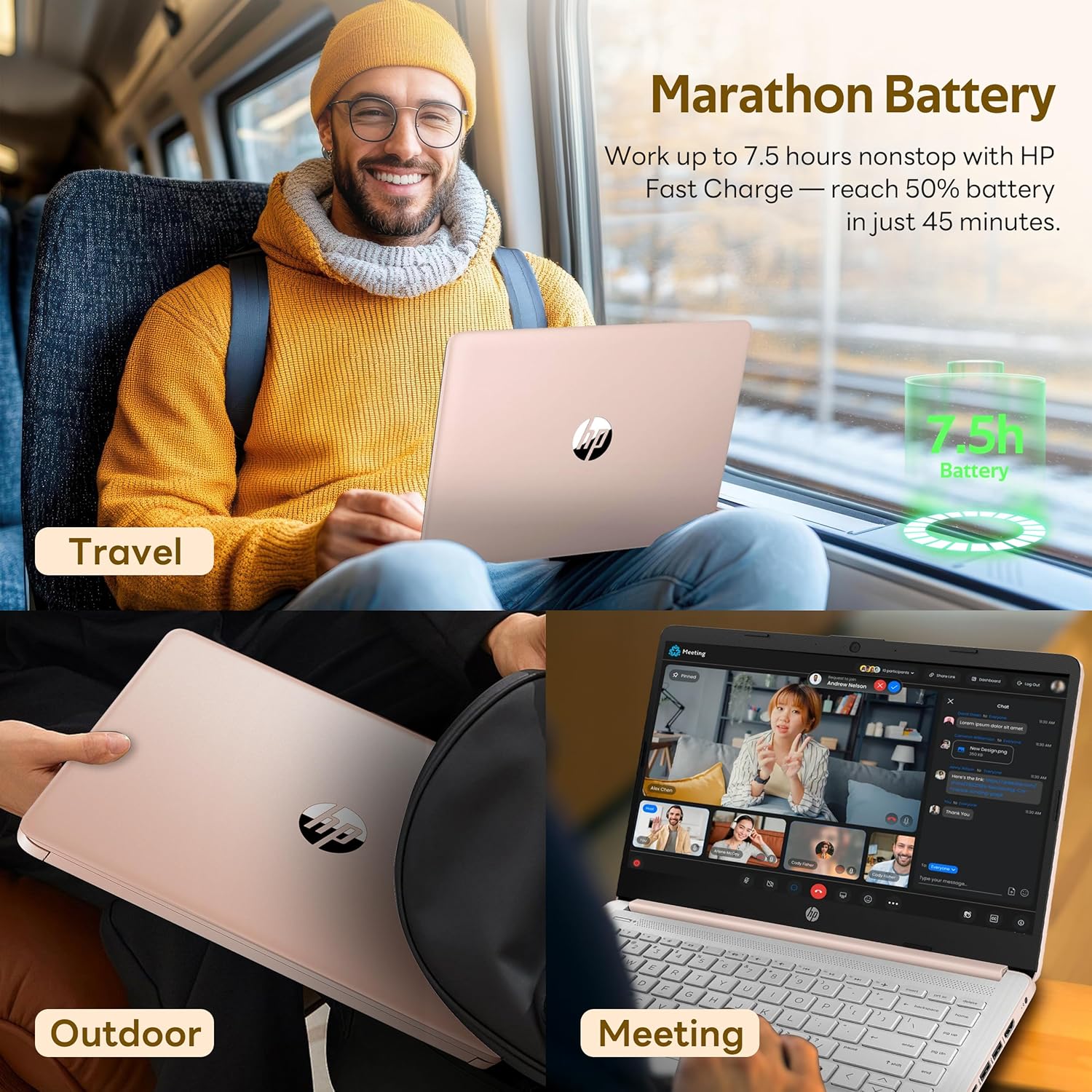 HP Flagship 14" HD Student&Business Laptop with AI Copilot, 13th Gen Intel 4-Core, 4GB RAM, 1.12TB Storage (128GB UFS + 1TB Docking Station), 1 Year Office 365, Wi-Fi 6, Win 11 S, Pale Rose Gold