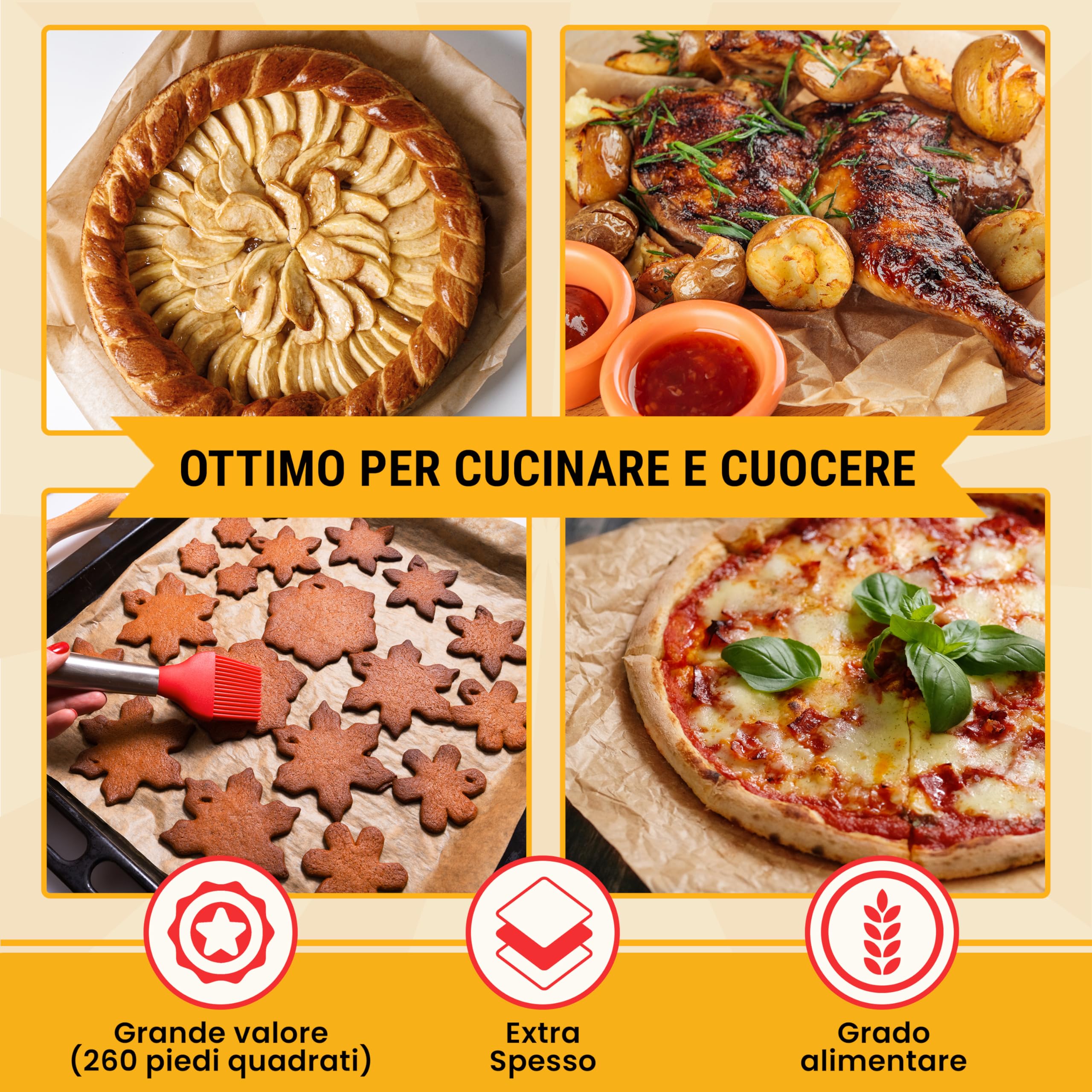 Carta Forno Rotolo Non Candeggiata per Cucinare – Carta da Forno da 38cm x 64m con Taglierina, Carta Antiaderente - Unbleached Parchment Paper - Friggitrice ad Aria da Baker's Signature