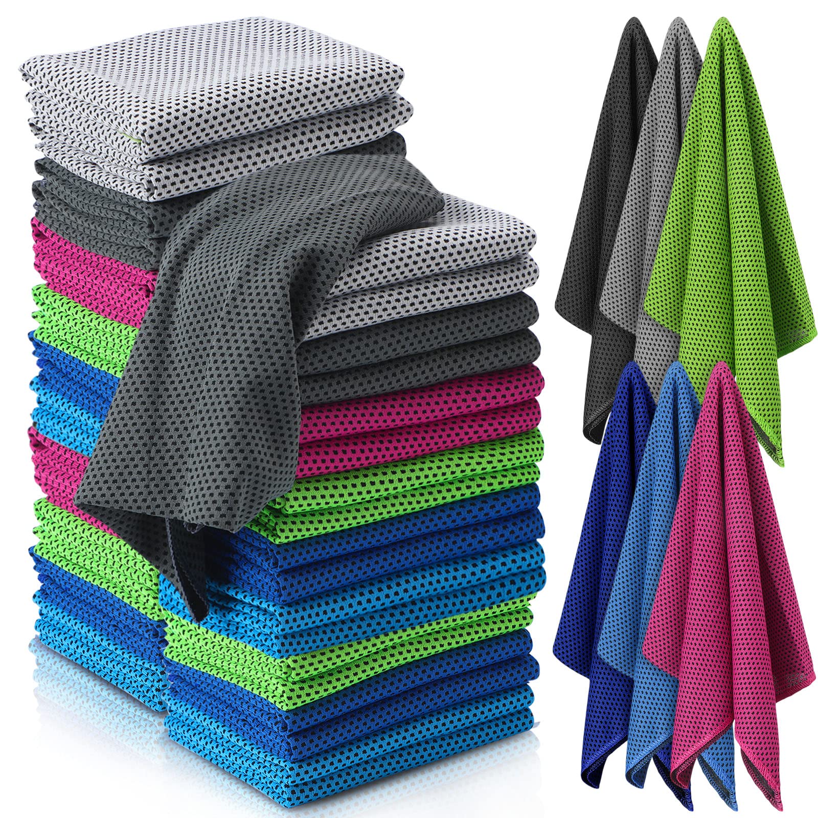 Redbaker 120 Pcs Cooling Towel Bulk for Neck and Face, Cool Cold Quick Dry Chilly Towel, Microfiber Ice Towel for Hot Weather Yoga Sports Golf Running Fitness Workout