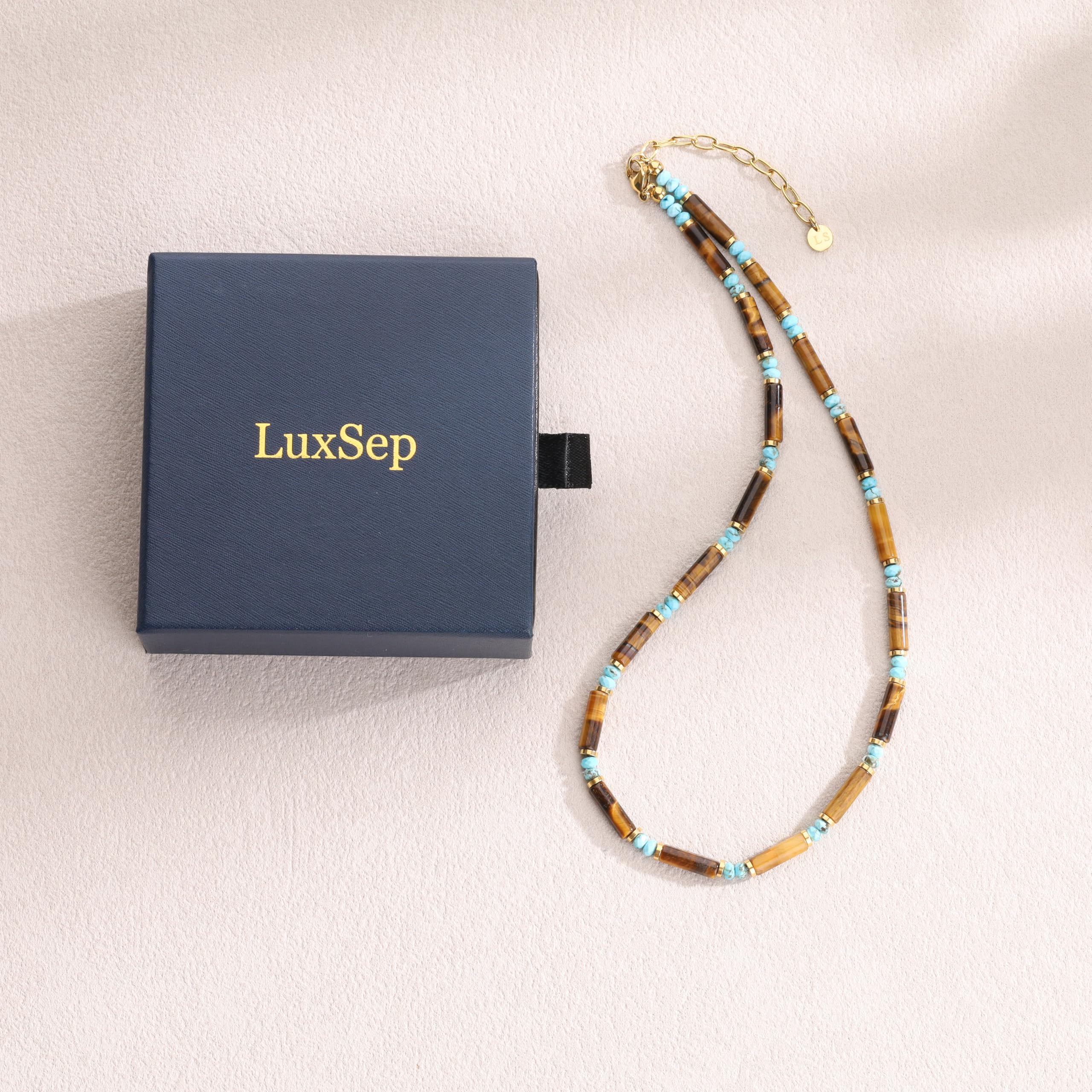 Collar de ojo de tigre genuino para mujer, gargantilla de cuentas de ojo de tigre natural de 6 mm para mujer, joyería bohemia ajustable de 16 pulgadas + 2 pulgadas