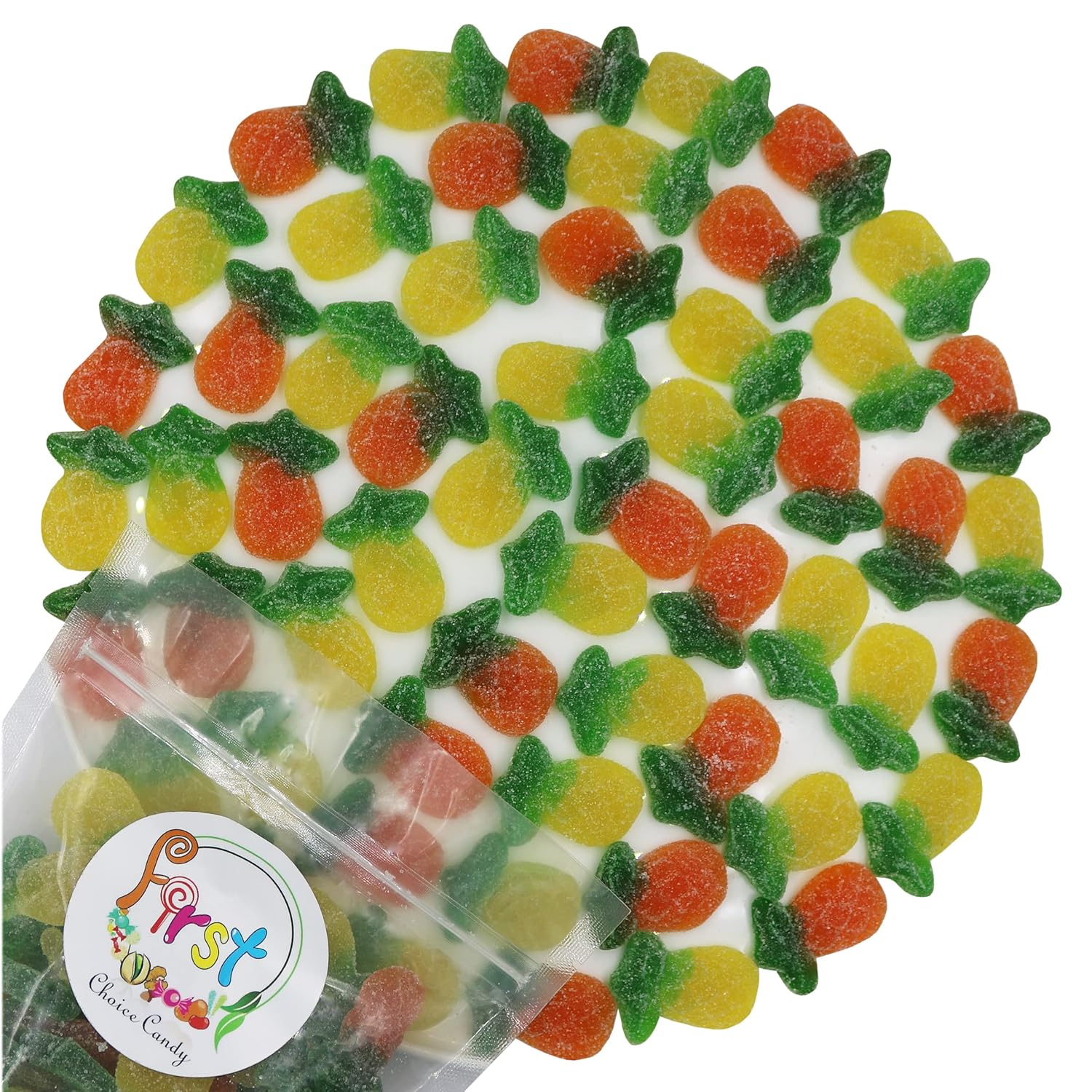 FirstChoiceCandy Gummy Sour Pineapple, Sour Pineapple Fruit Gummy Candy (5 lb)