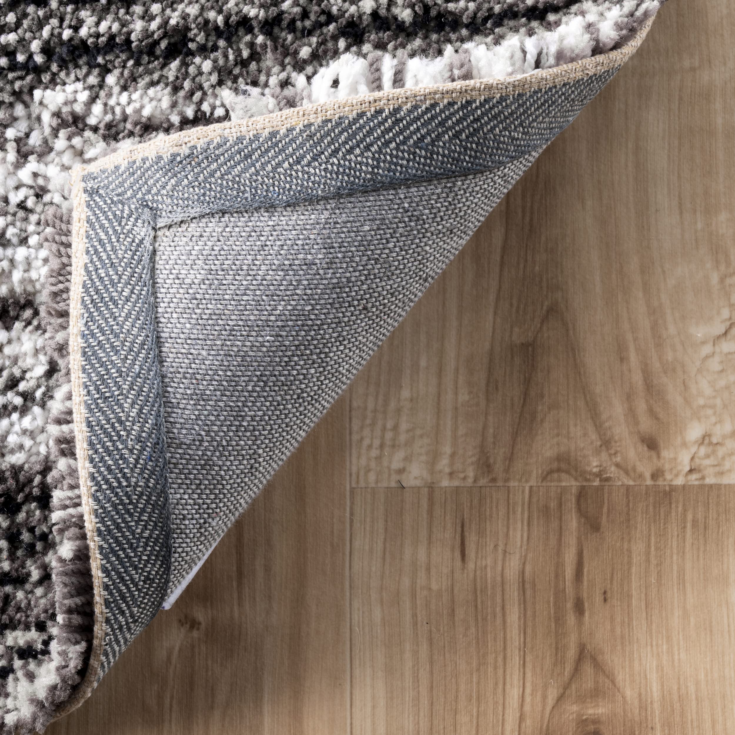 nuLOOM Drey Striped Shag Area Rug, 4' x 6' Oval, Grey Multi