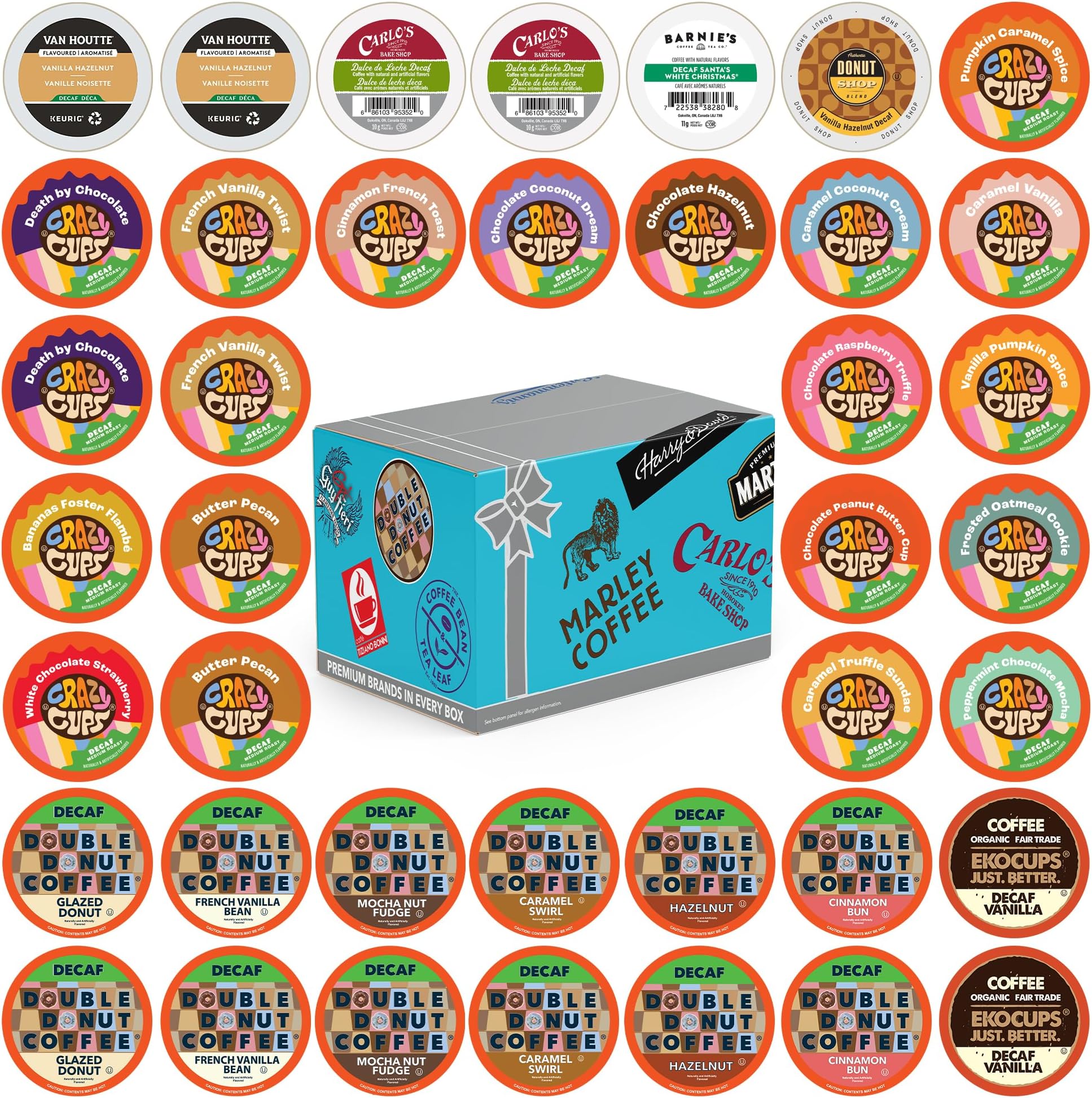 Custom Variety Pack Decaf Flavored Coffee Single Serve Cup for Keurig K cup – 40 Count