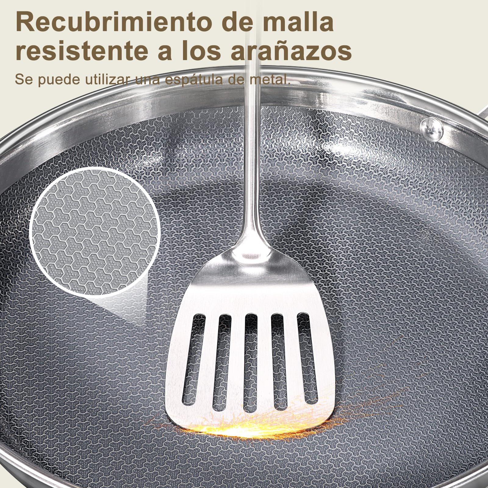 GiPP Sartenes Acero Inoxidable, Sartén 30cm, Acero Inoxidable de 3 Capas con Recubrimiento Cerámico Antiadherente y No Tóxico, Apta Para Todo Tipo de CocinasIncluida Induccion y Horno