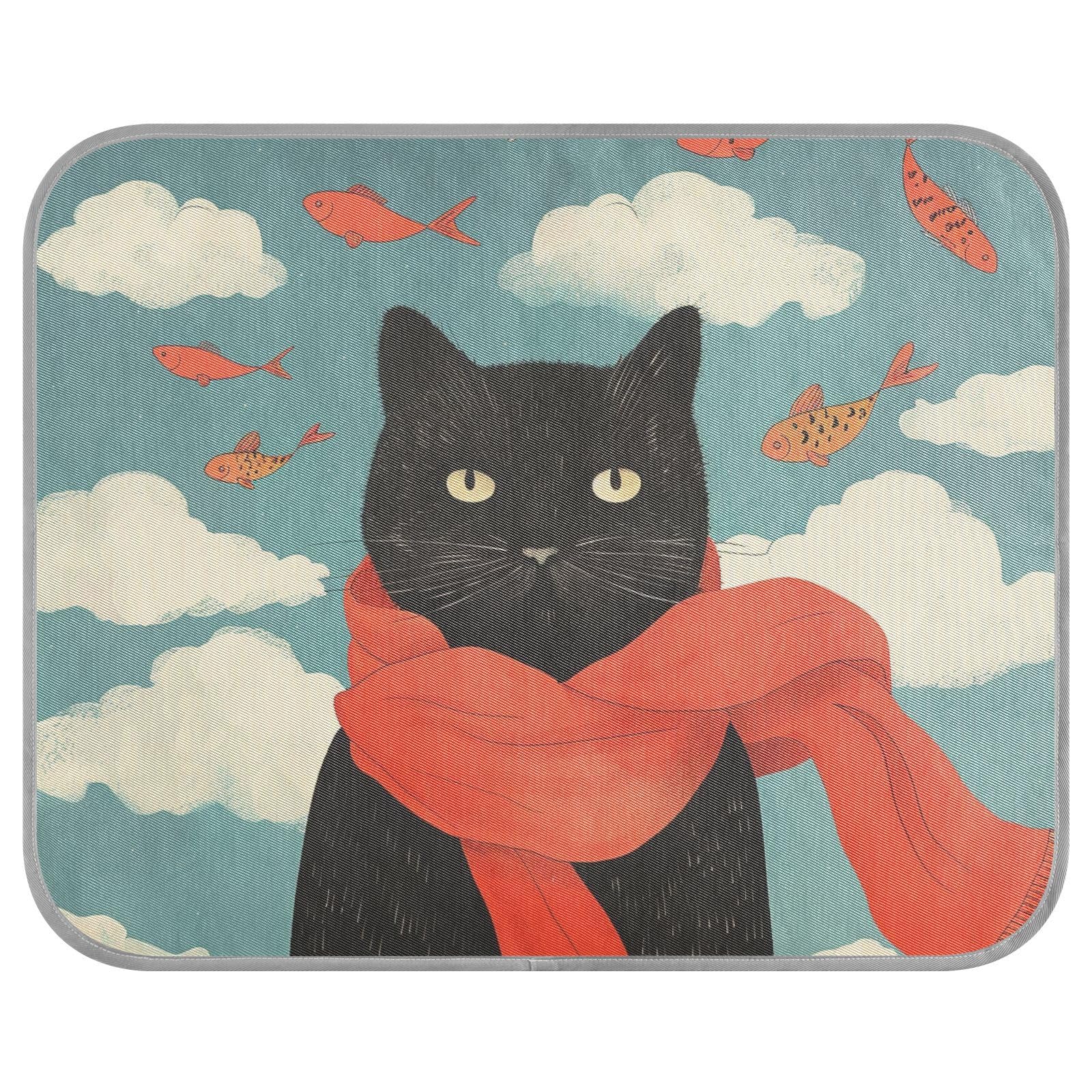 siphylline A Thinking Black Cat Summer Cooling Bed Self Cooling Bed for Outdoor Cats for pet Outdoors Summer cama Fria para perro S