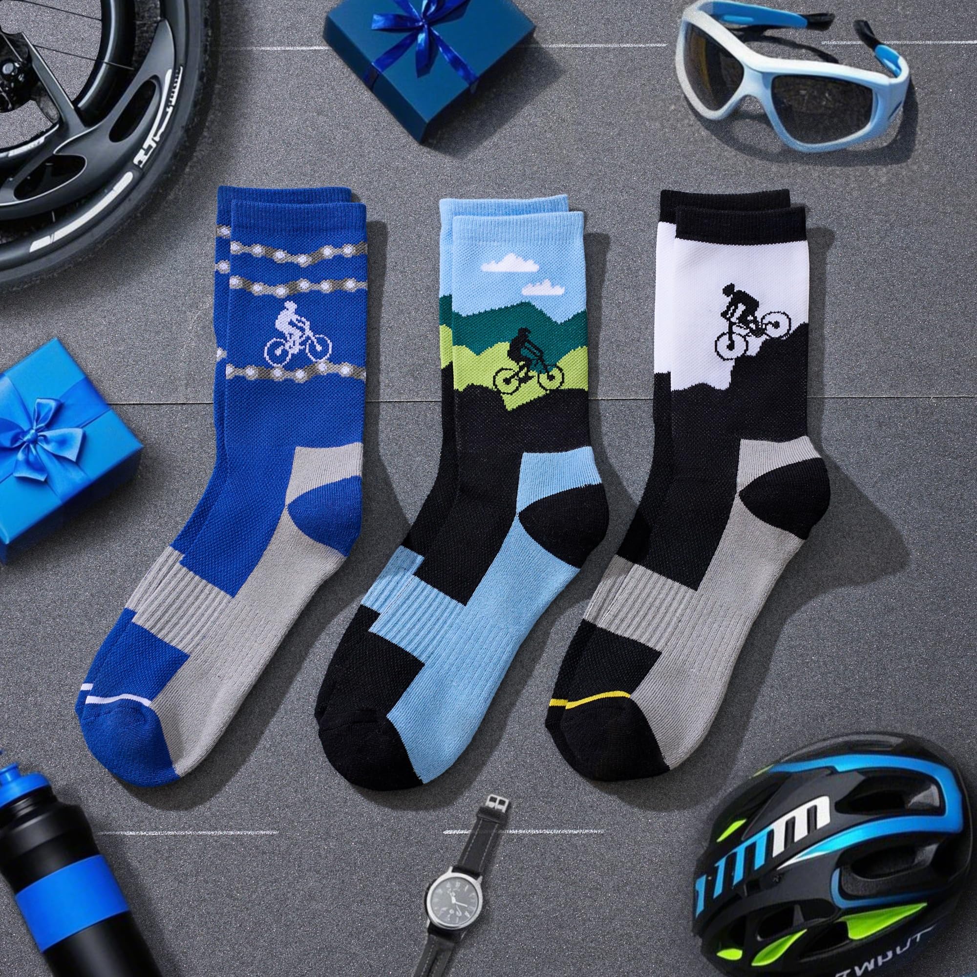 Jeasona Athletic Socks Men Running Cycling Gifts for Runners Riders Sports Gear Accessories