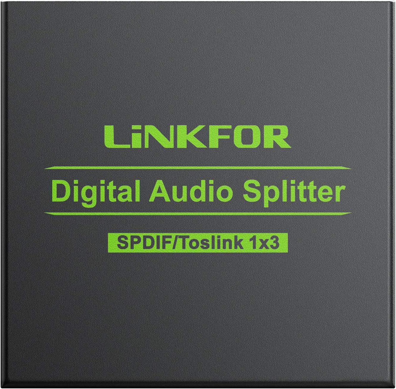 Crazy Clearance LiNKFOR 3 Port Toslink Splitter with 4pcs 6ft Optical Cable Digital Optical Audio Splitter Aluminum Alloy SPDIF Toslink Fiber Audio Splitter 1 in 3 Out Support Dolby-AC3 DTS for PS3 DVD HDTV