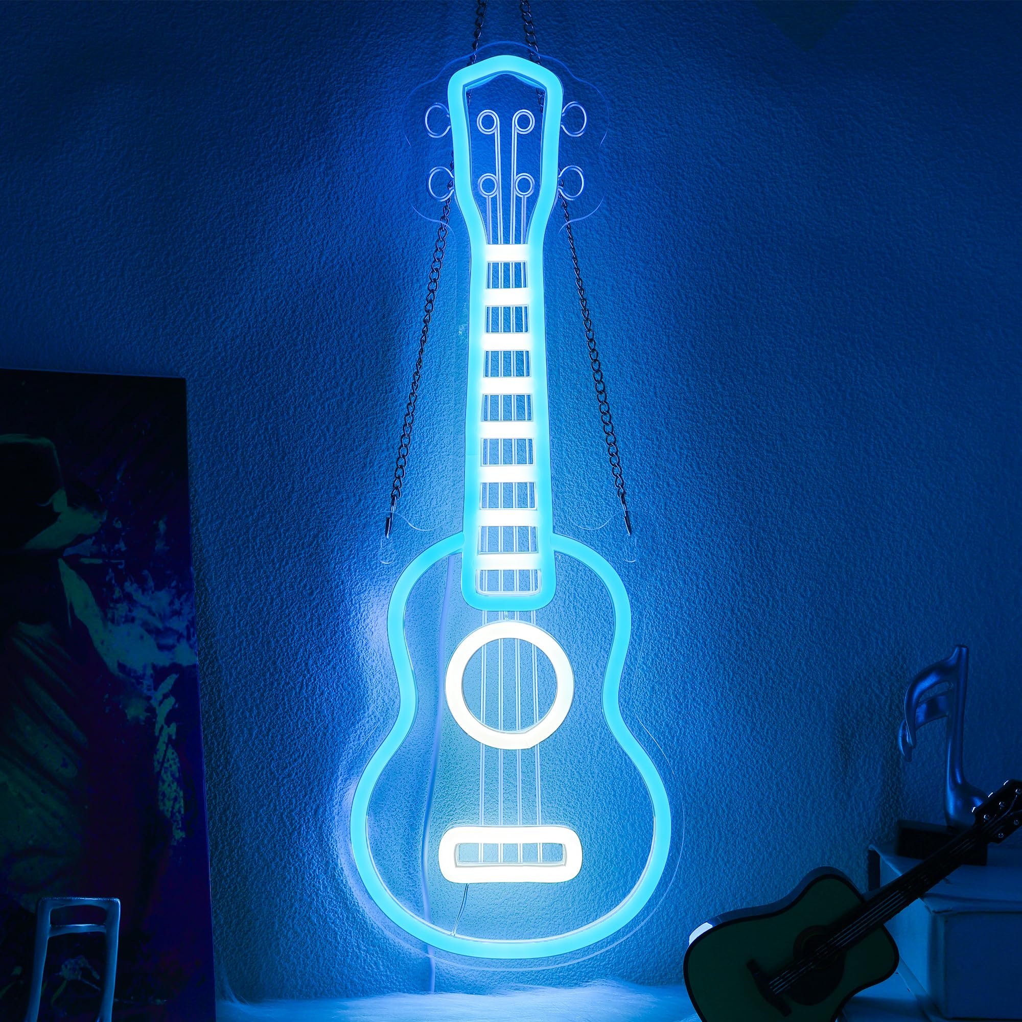 CoolGift Mart Ukulele Neon Light, Dimmable LED Neon Wall Sign USB Powered, Decorations for Bedroom Living Room Club Music Studio, Gift for Ukulele Enthusiasts Music Lovers โ image 1