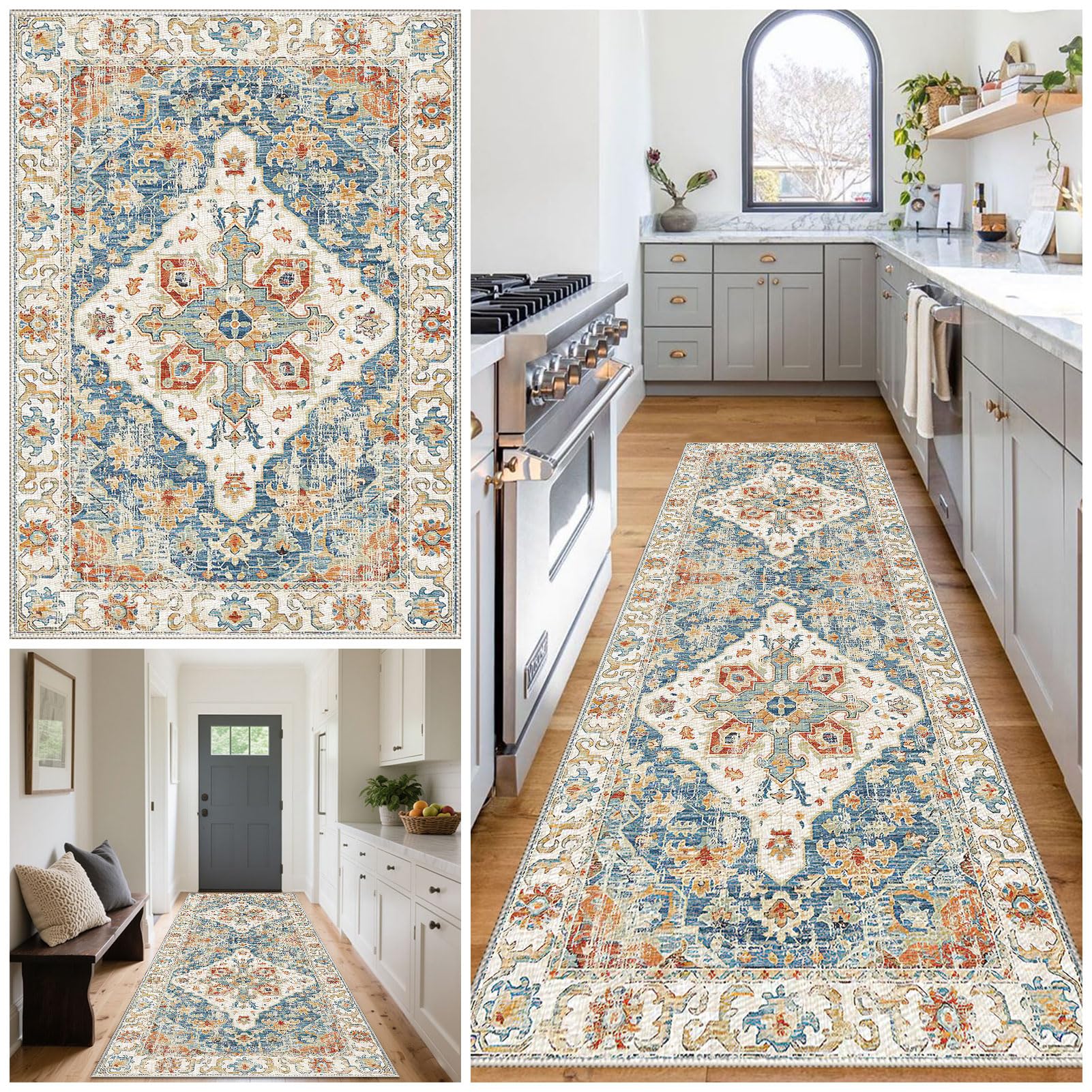 Carpet Runners for Hallways Non Slip Machine Washable Kitchen Runner Long Carpet Runner Absorbent Carpet Floor Mat Rug Hallway Hall Runner Narrow Rugs Area Rug Runner Rug for Hallway 100 x 140 cm