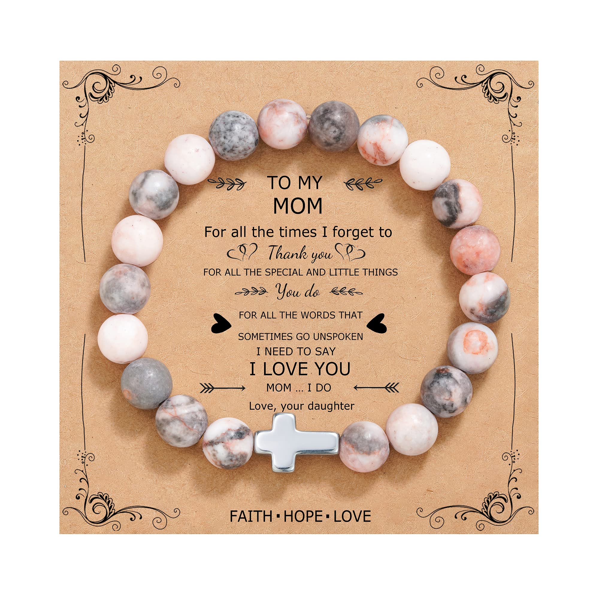 QWNHONEY Christian Gifts for Women Cross Beads Bracelet Catholic Religious Mothers Day Birthday Christmas Gifts for Women Mother Daughter Sister Girlfriend Grandma Wife