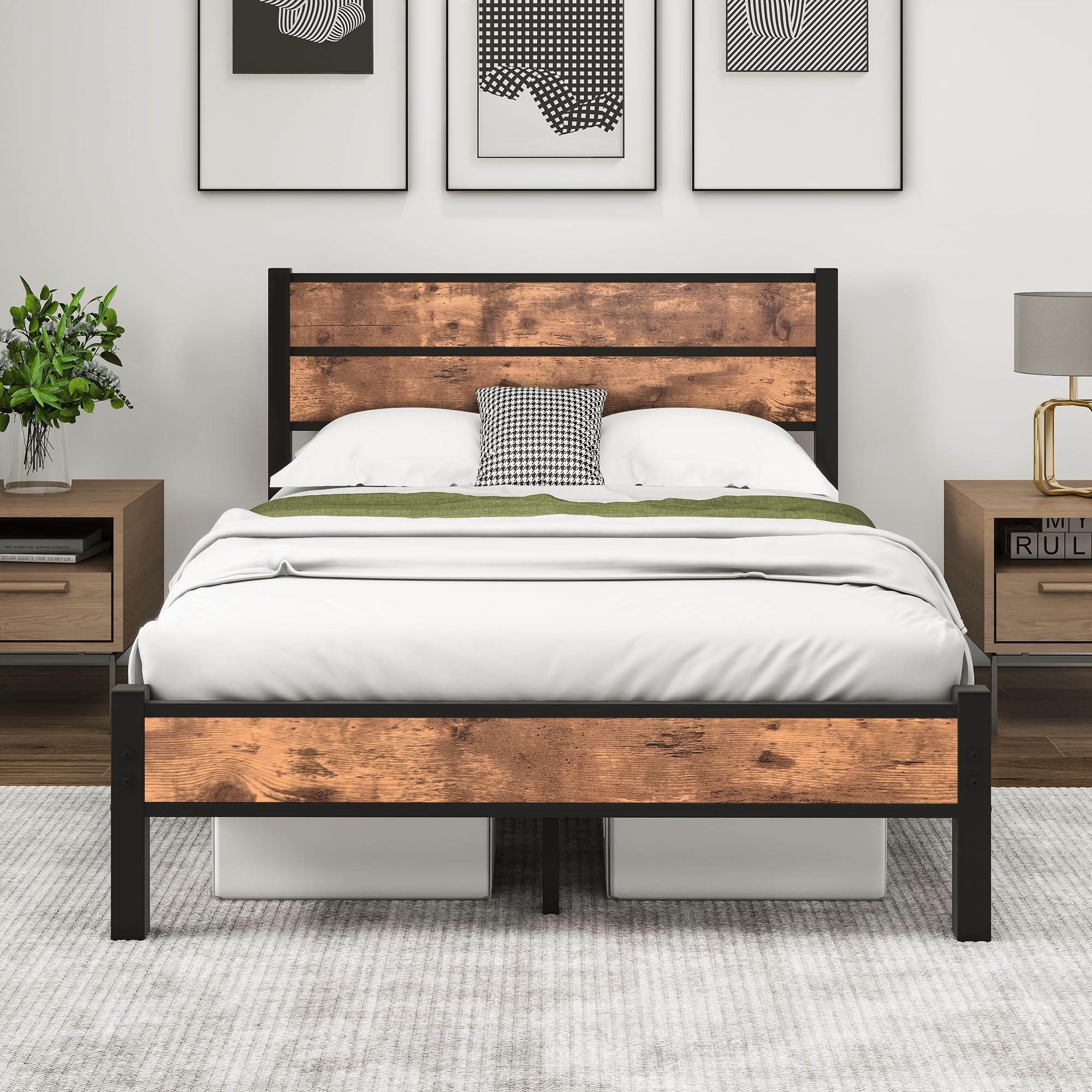 Dimensions diagram of HOMERECOMMEND 120 x 200 cm Metal Bed Frame