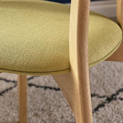 Miniatura 6 de Christopher Knight Home Abrielle Mid-Century - Sillas de comedor de tela moderna con marco de madera de caucho con acabado de roble natural, juego