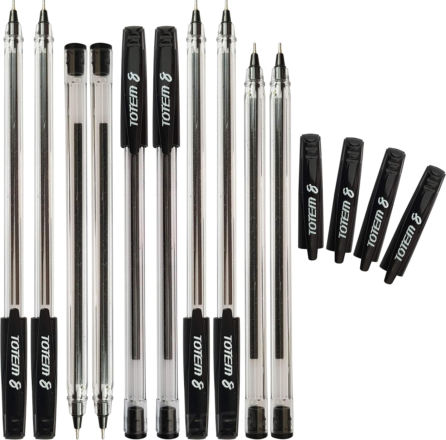TOTEM 8 Clear Stic Smooth Ballpoint Pens Mega Pack Comfort Grip Fine