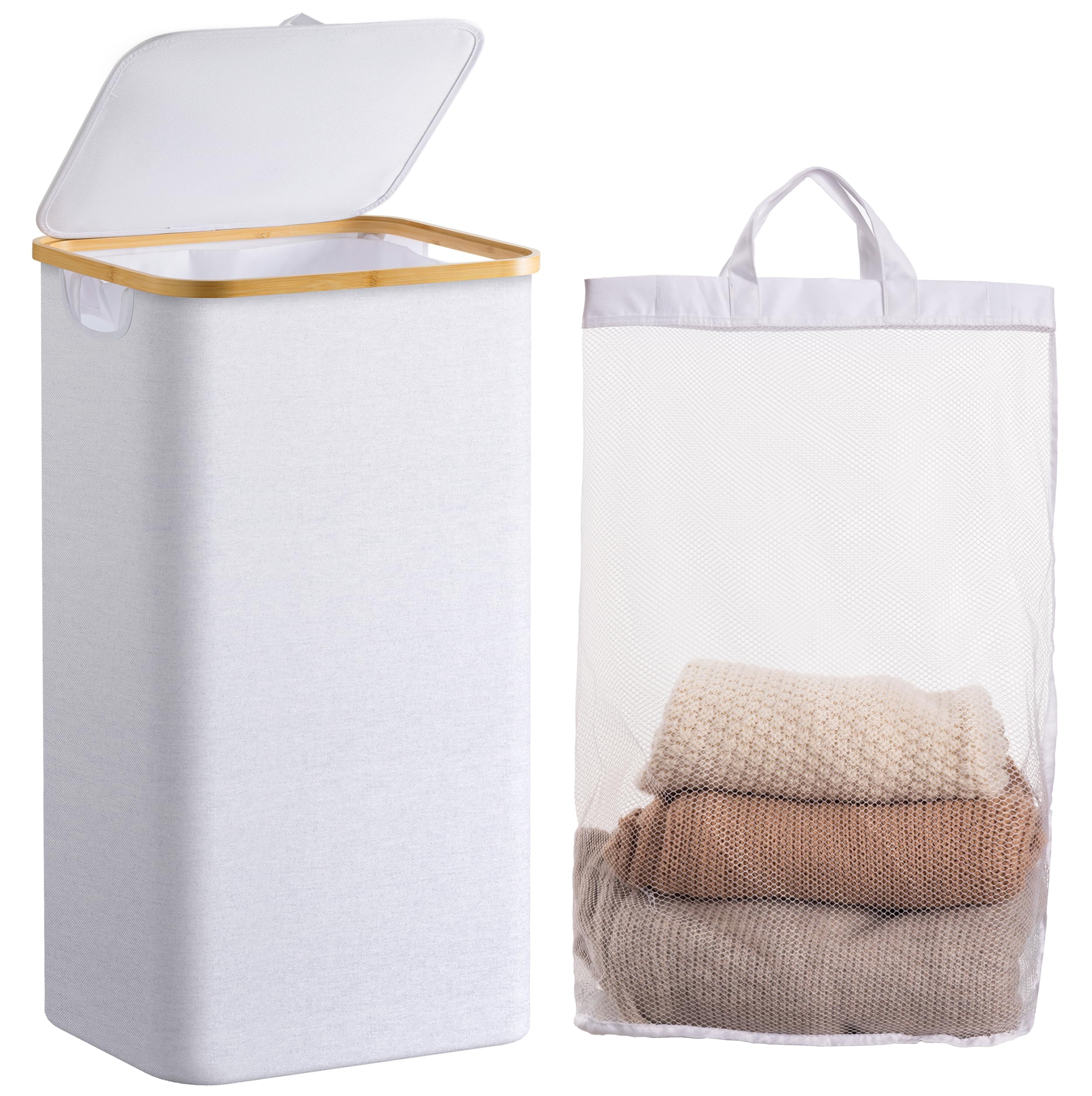 Panier à linge 100L anti-odeur avec couvercle pour ranger le linge