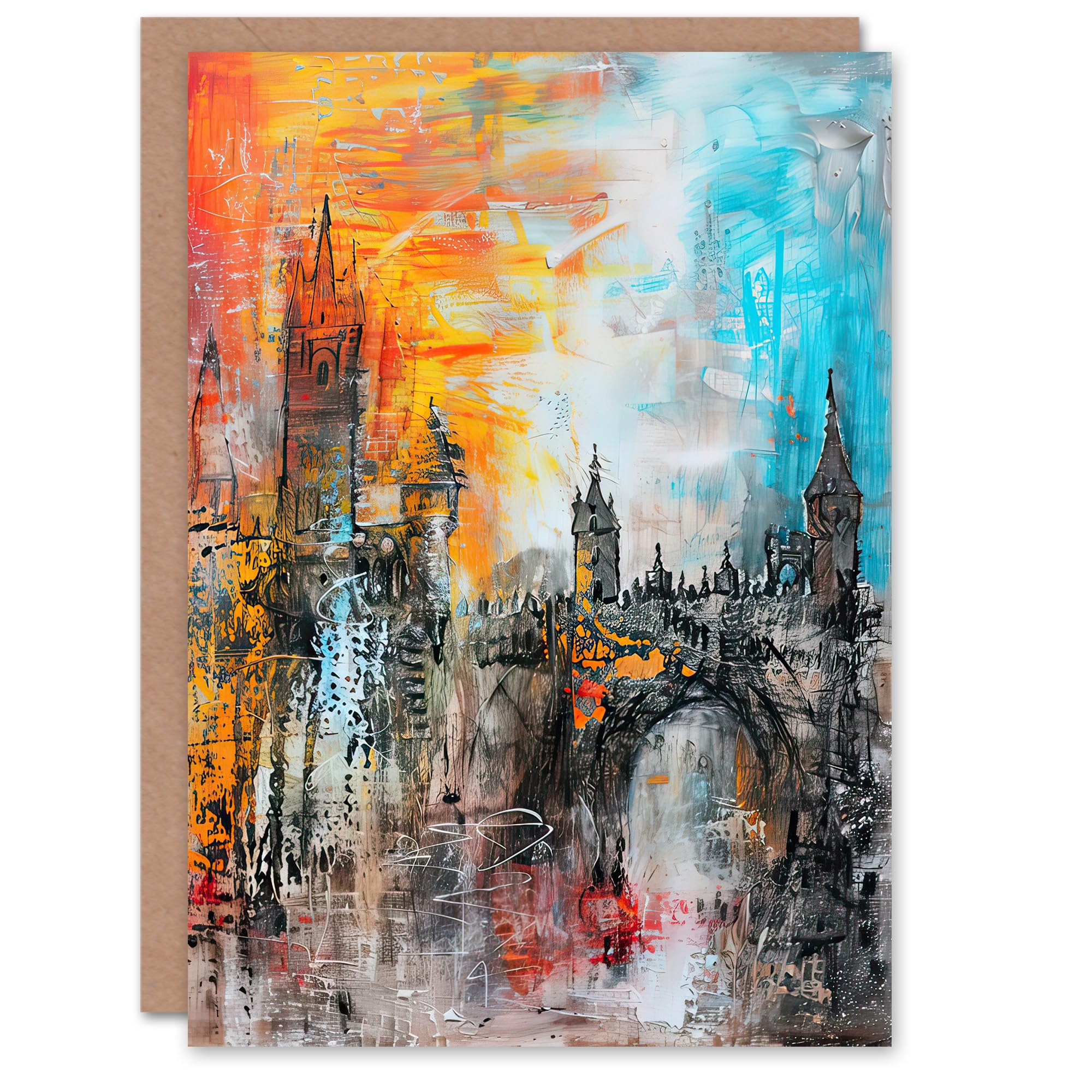 Artery8 Greeting Card Alnwick Castle Modern Artwork Northumberland Blank For Him Or Her Art Birthday Card