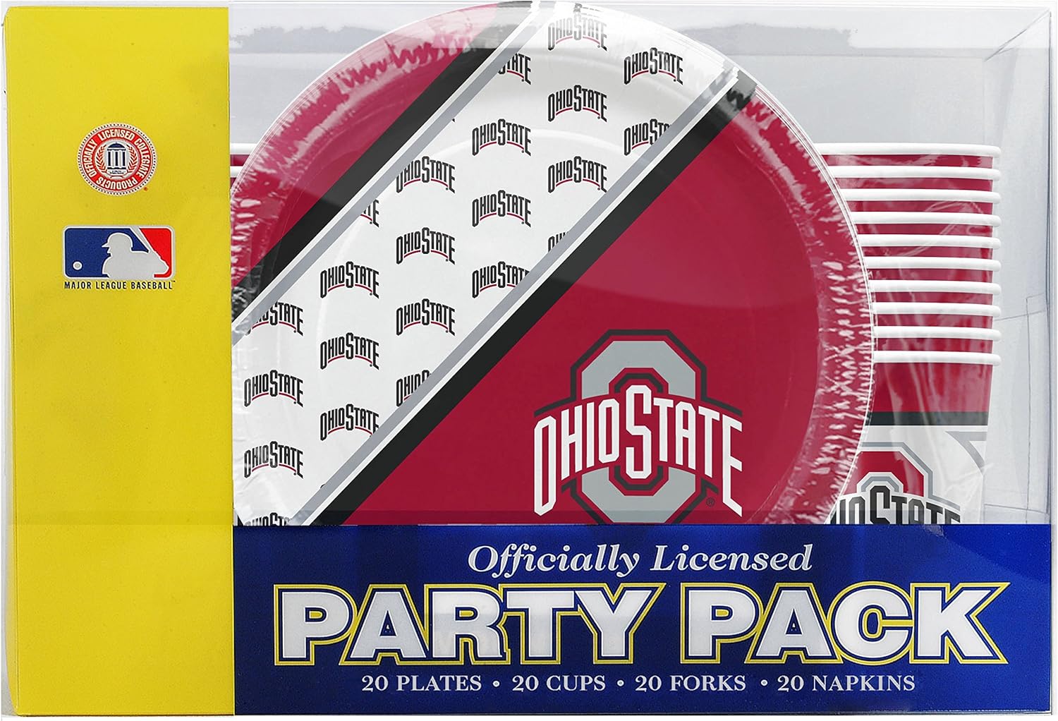 Duck House SportsNCAA Ohio State Buckeyes Disposable Party Pack (Plates, Cups