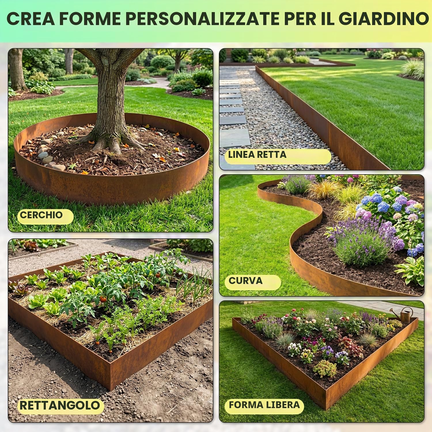 Velway Bordura per Aiuola in Acciaio Corten 10 m, Altezza 14 cm