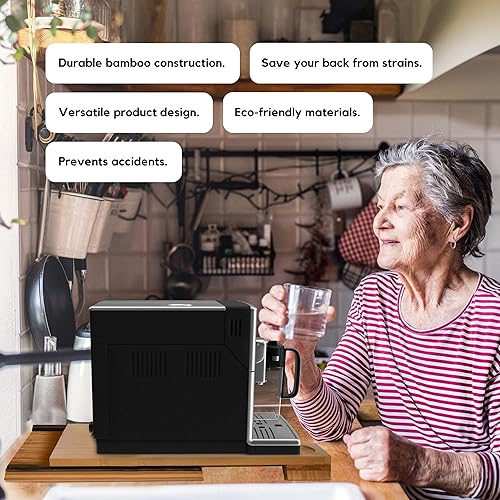 Miniatura 8 de Deslizador de electrodomésticos de cocina de madera, bandeja para debajo del gabinete para cafetera, licuadora, freidora de aire, batidora de soporte