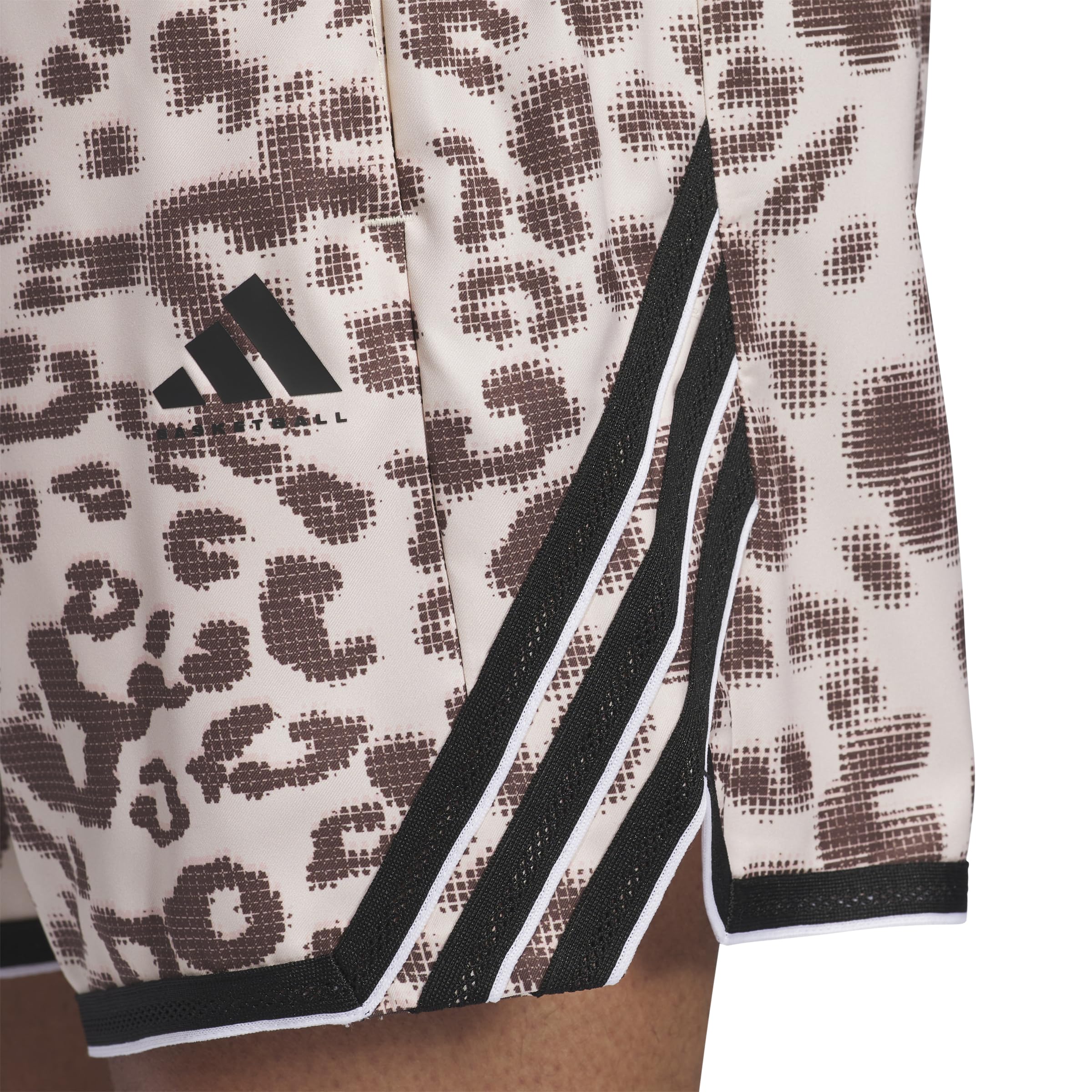 adidas Crazylite męskie spodenki do koszykówki z nadrukiem, Strata Sand/Coral Powder, X-Small/11" Inseam