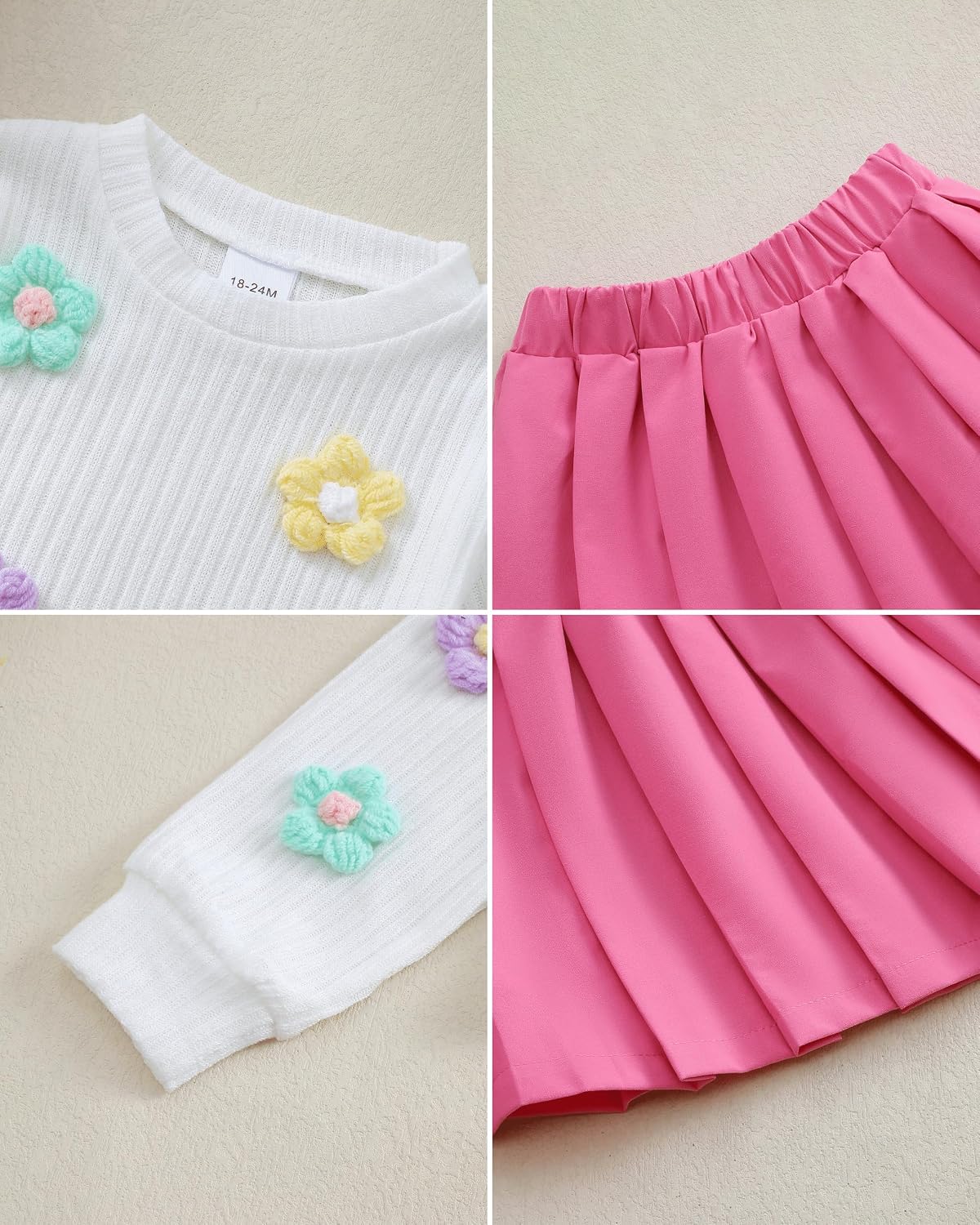 Renotemy Toddler Girls Outfits Winter Little Girl Clothes Skirt Set 18M-6Y image 4