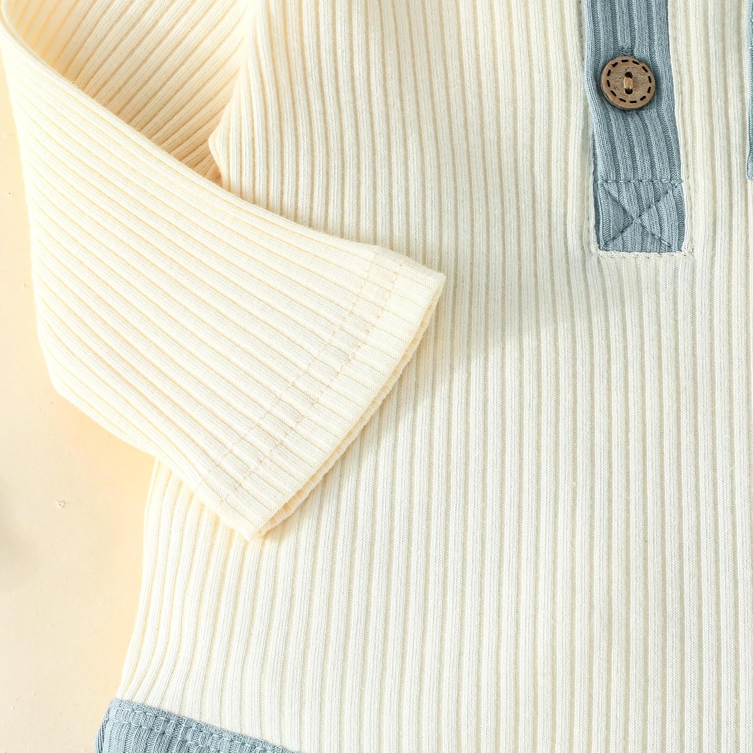 Newborn Baby Boy Clothes Toddler Ribbed Knit Cotton Long Sleeve Romper Long Pant Preemie Solid Color Outfits image 4
