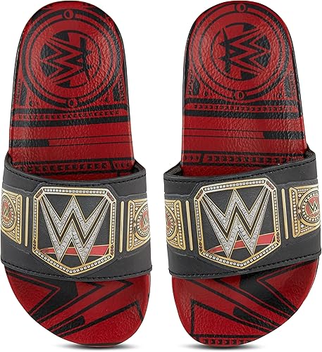 Miniatura 2 de WWE Sandalias con cinturón de campeonato para niños, John Cena, Roman Reigns, Seth Rollins World Wrestling Champion - Sandalias deslizantes con