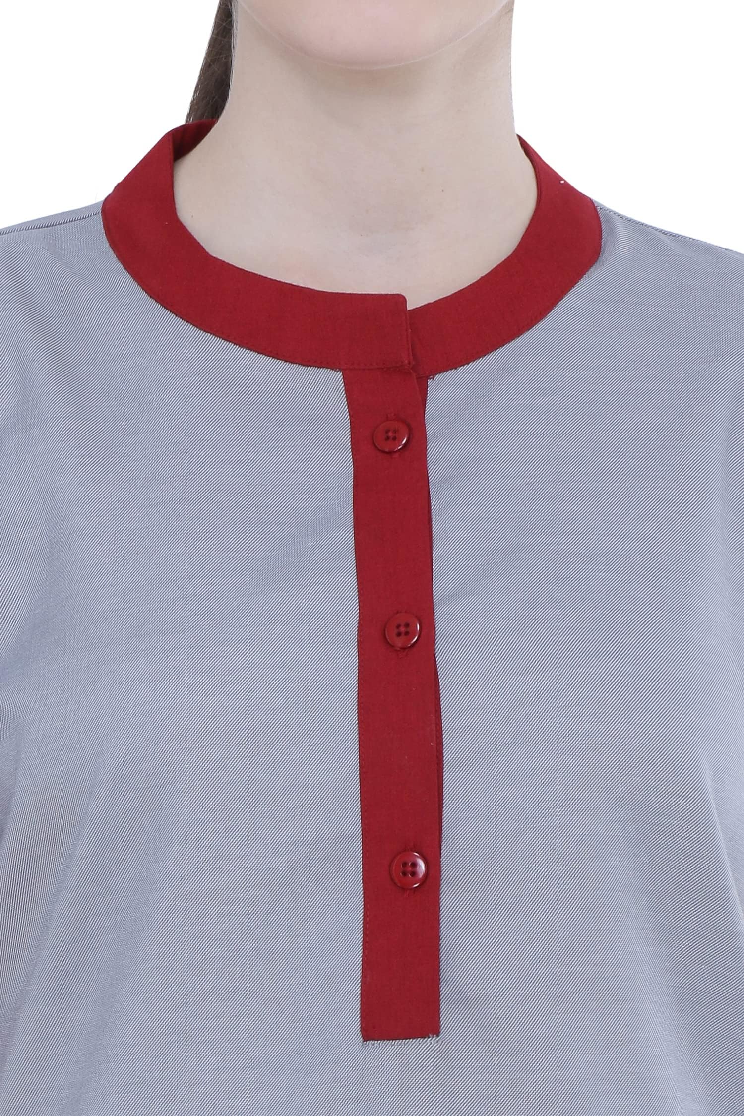 Uniform Craft Female Support Staff Uniform | Comfortable Workwear for Housekeeping, Office Help & Cleaning Staff (Crimson Red, XL) 1