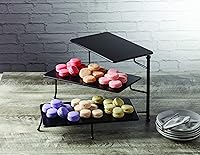 Vista 2 de American Metalcraft TPREC3 - Soporte rectangular de tres niveles, plegable, negro