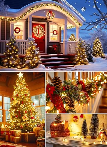 Miniatura 4 de Guirnalda de luces de Navidad con 100 bombillas transparentes en cable blanco, aprobada por UL para uso en interiores y exteriores, luces de árbol