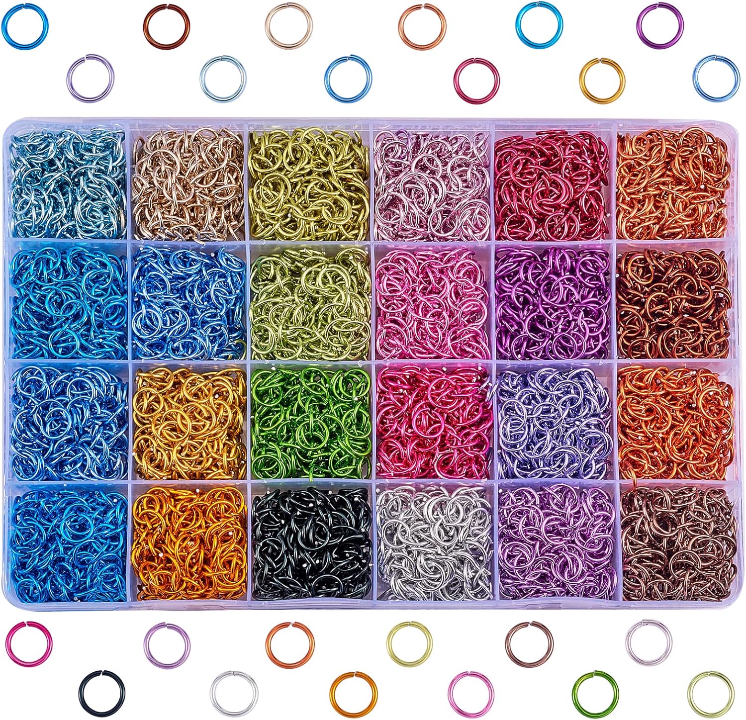 WEWAYSMILE 4800Pcs 24Colors Jump Ring 8mm Aluminum Wire
