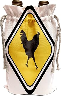 3dRose TNMGraphics Animals - Caution Chicken Crossing - Wine Bag (wbg_98747_1)