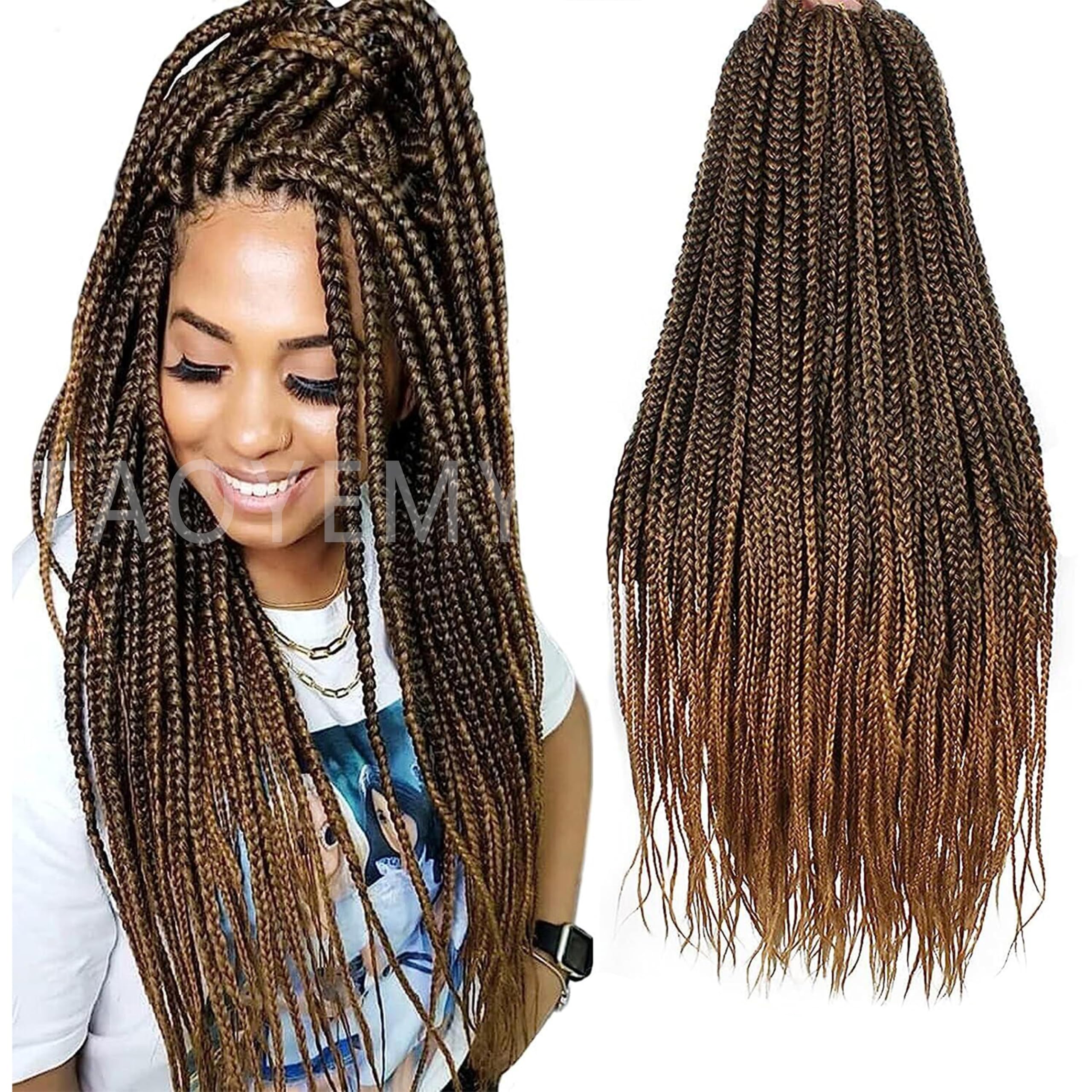 TAOYEMY Box Braids Crochet Hair Extensions 20 Inch 6 Packs, 22 Strands/Pack, Synthetic Braiding Hair for Women & Girls (T27#, 20 inch)