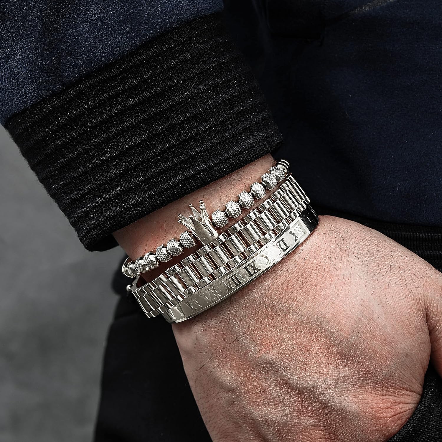 WFYOU Imperial Crown Bracelets for Men 18kt Gold Bracelet Cubic Zirconia Beads Bracelets Cross Bracelets Charm Men Luxury Gift - Image 2