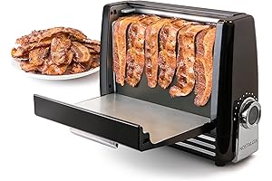 Nostalgia BCN6BK Express Bacon Grill for Crispy Bacon with Pop-Up Lid