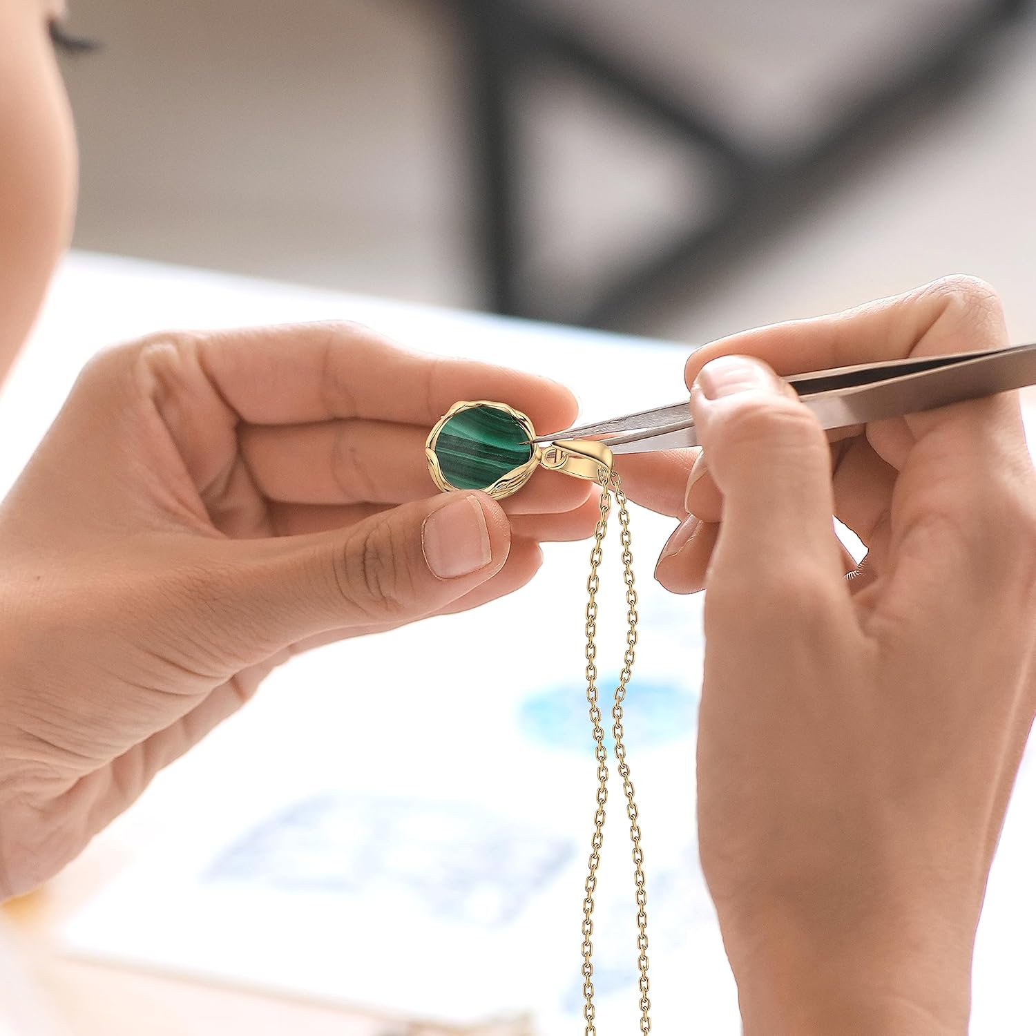 14K Gemstone Necklace Gold Plated - Gold Birthstone Necklace for Women - 18 Inch Gold Plated Chain -Gold Statement Jewelry for Women - Wedding Anniversary Gifts for Wife - Gold Jewelry - Image 6