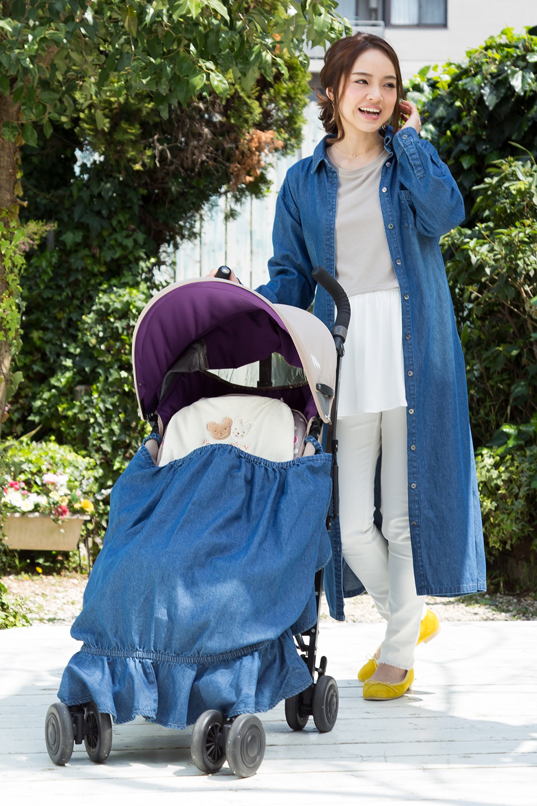 Amazon.co.jp: Sweet Mommy 授乳ケープ デニム 柔らかコットン フリル 