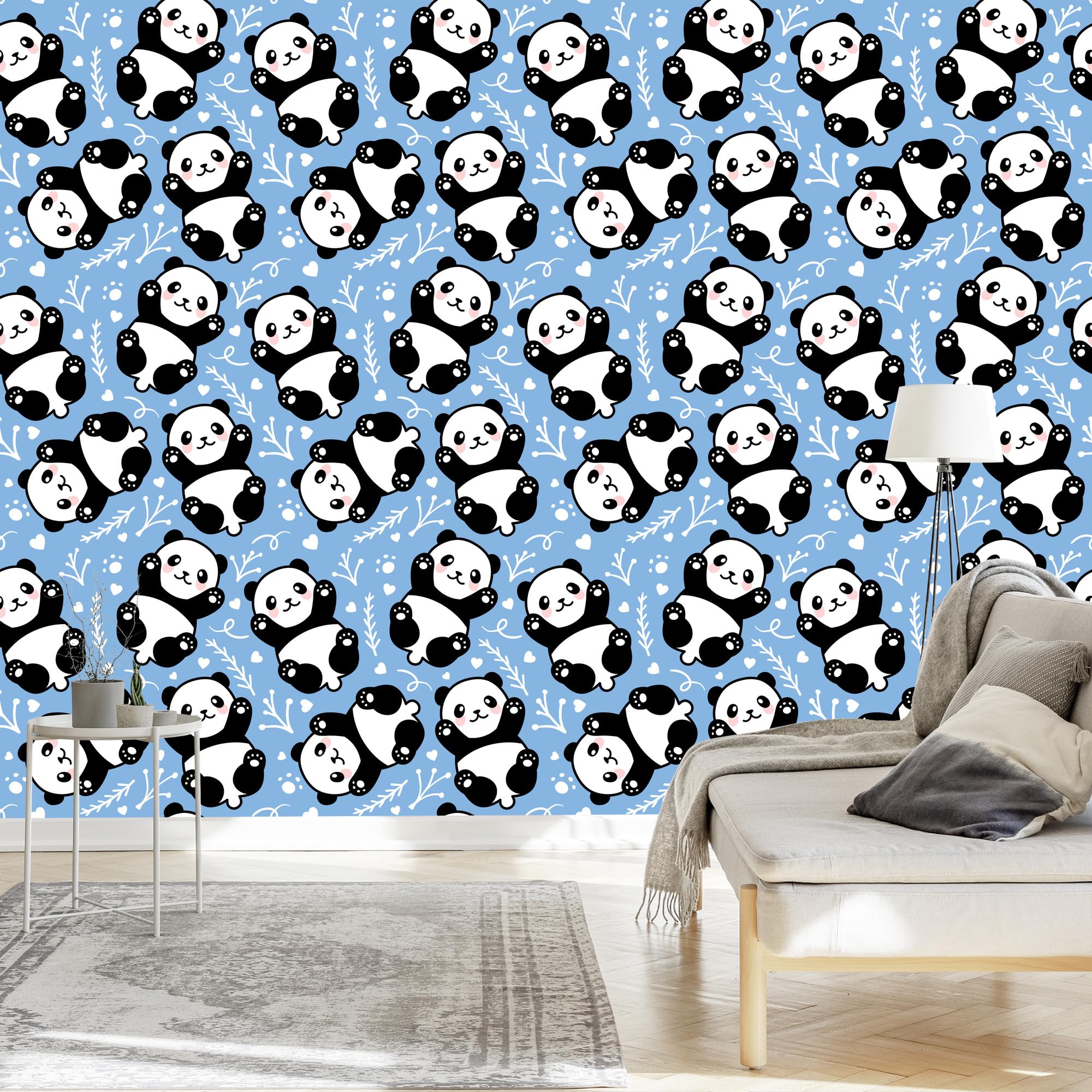 Vliestapete Teddybären Pandas 50 x 1000 cm | Ausdrucksstarke Faunadarstellung; Lebendige Naturkulisse; Charaktervoller Zimmerschmuck; Kleister im Set